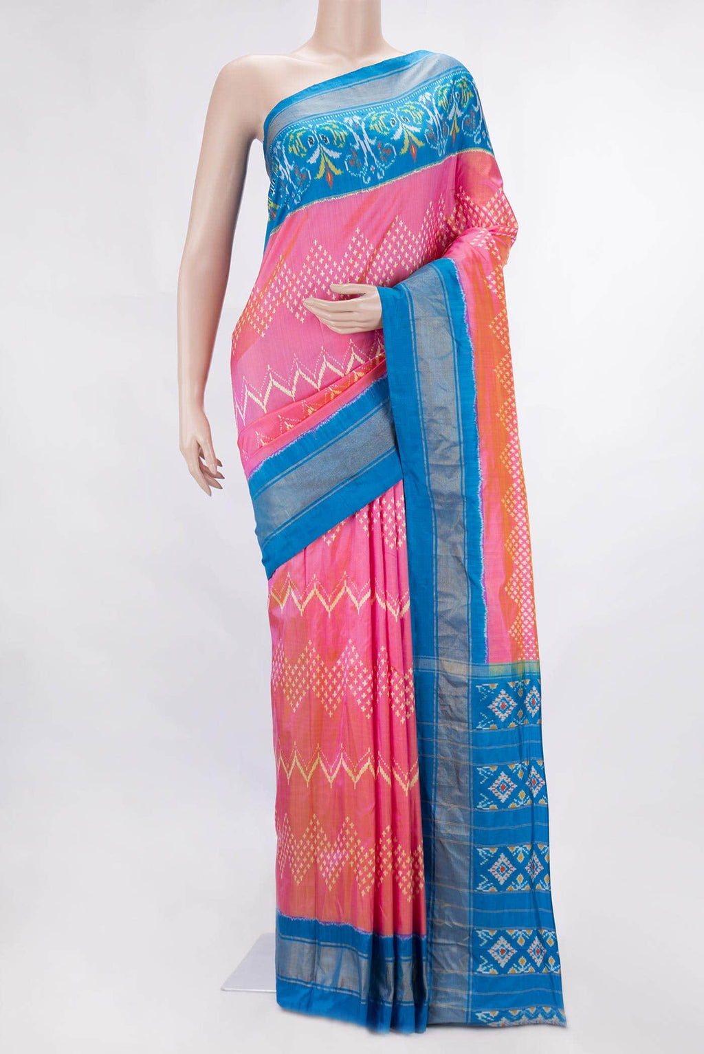 Pink Dual Tone Double Ikat Saree