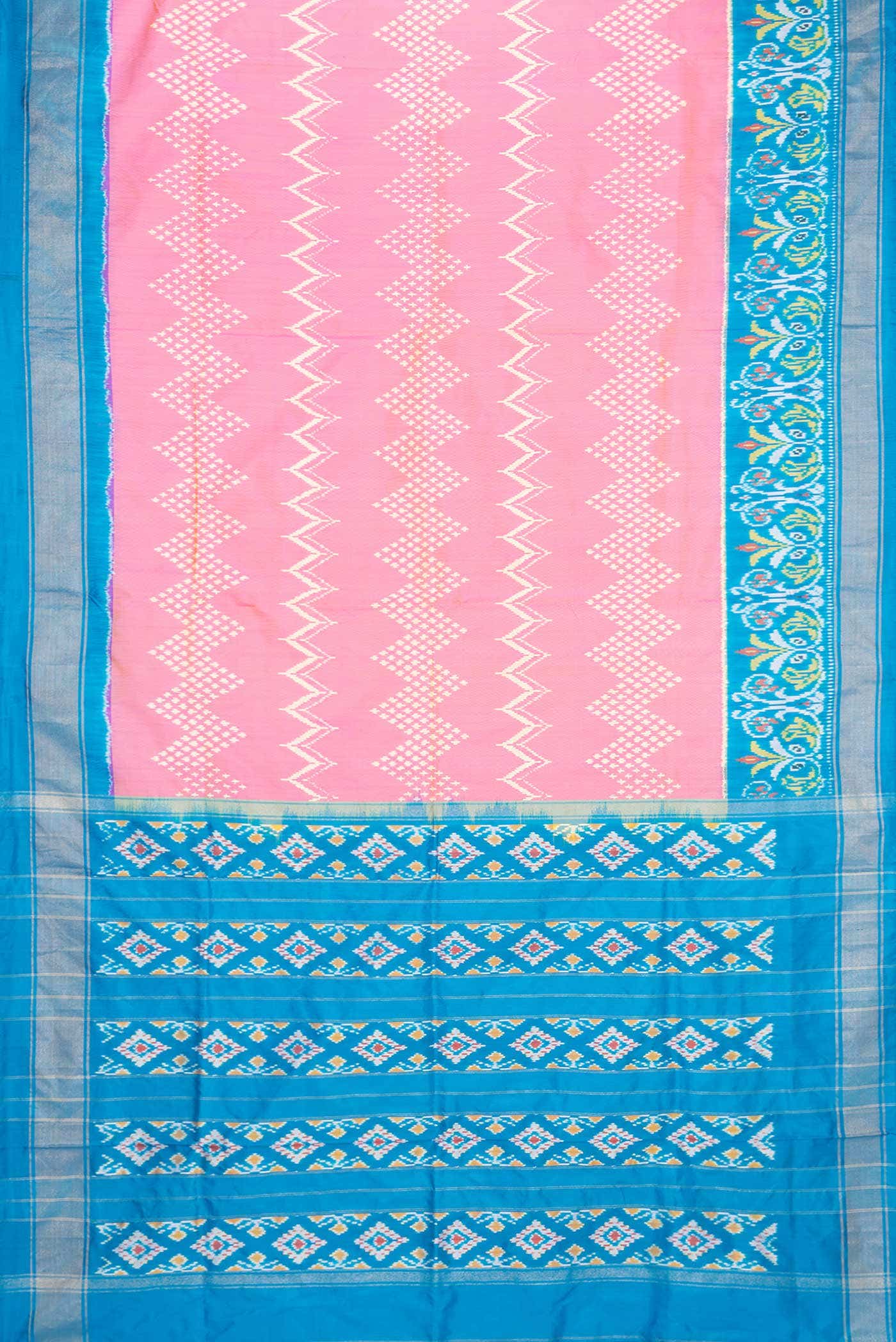 Pink Dual Tone Double Ikat Saree
