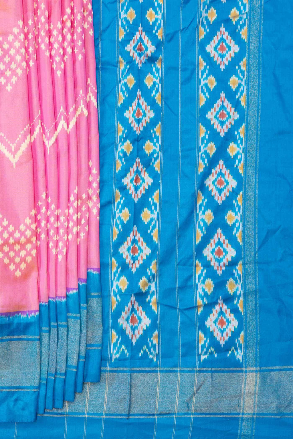 Pink Dual Tone Double Ikat Saree