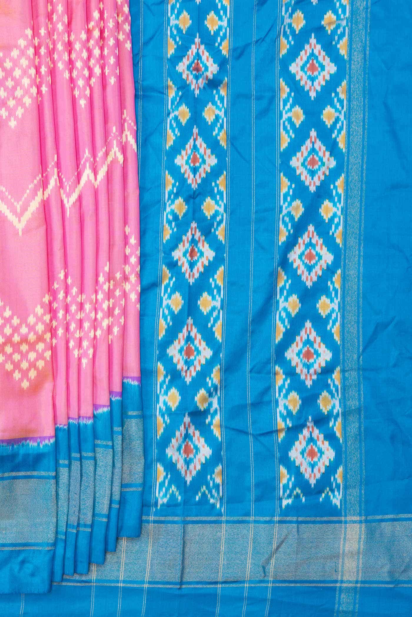 Pink Dual Tone Double Ikat Saree