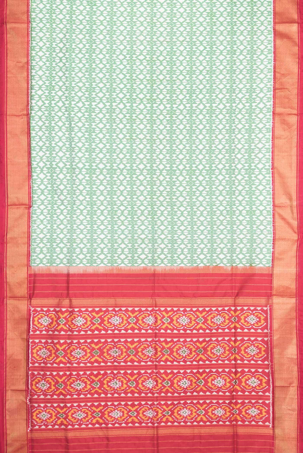Light Green Dual Tone Double Ikat Saree