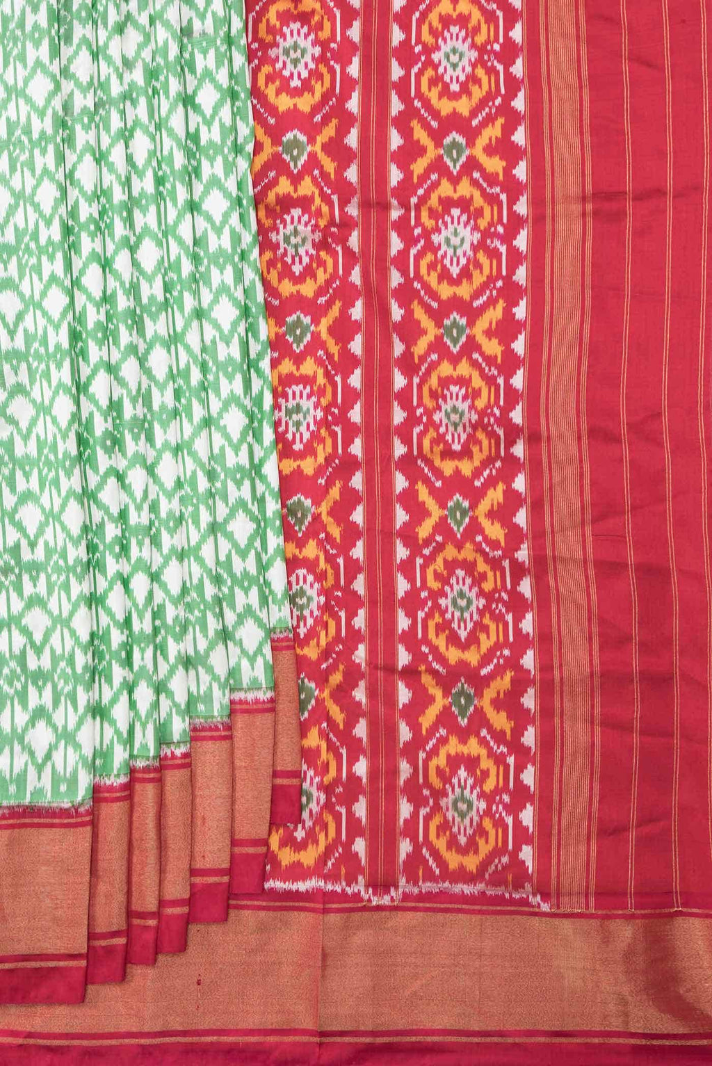 Light Green Dual Tone Double Ikat Saree