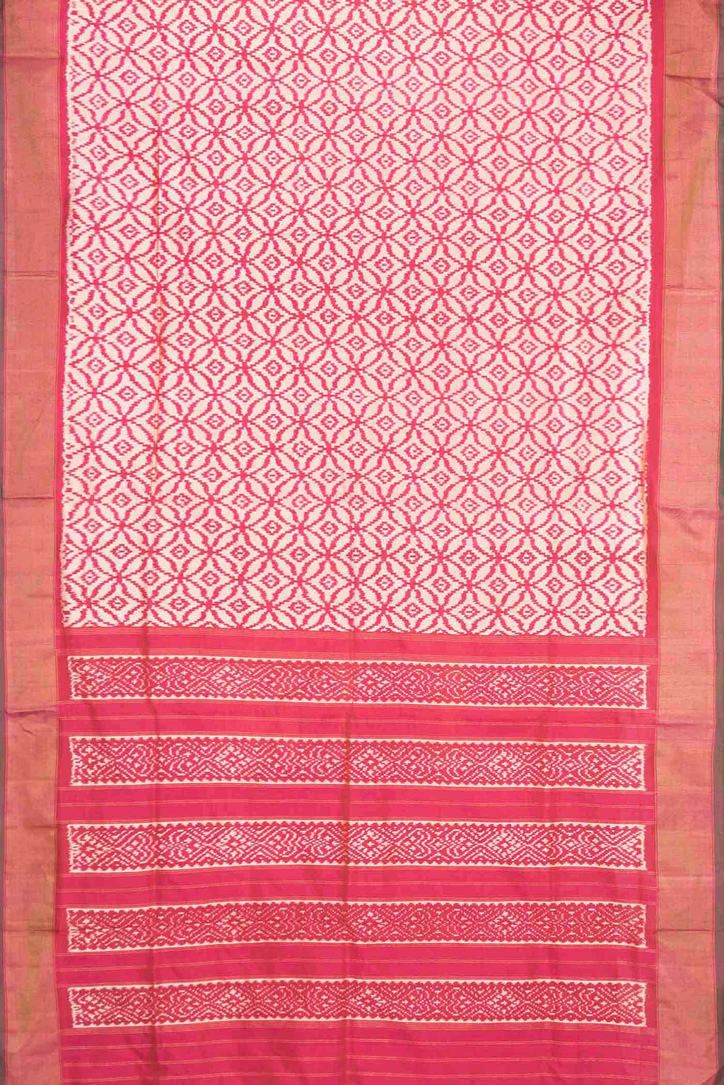 Dark Pink Dual Tone Double Ikat Saree