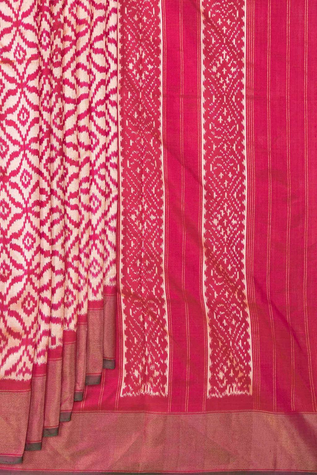 Dark Pink Dual Tone Double Ikat Saree