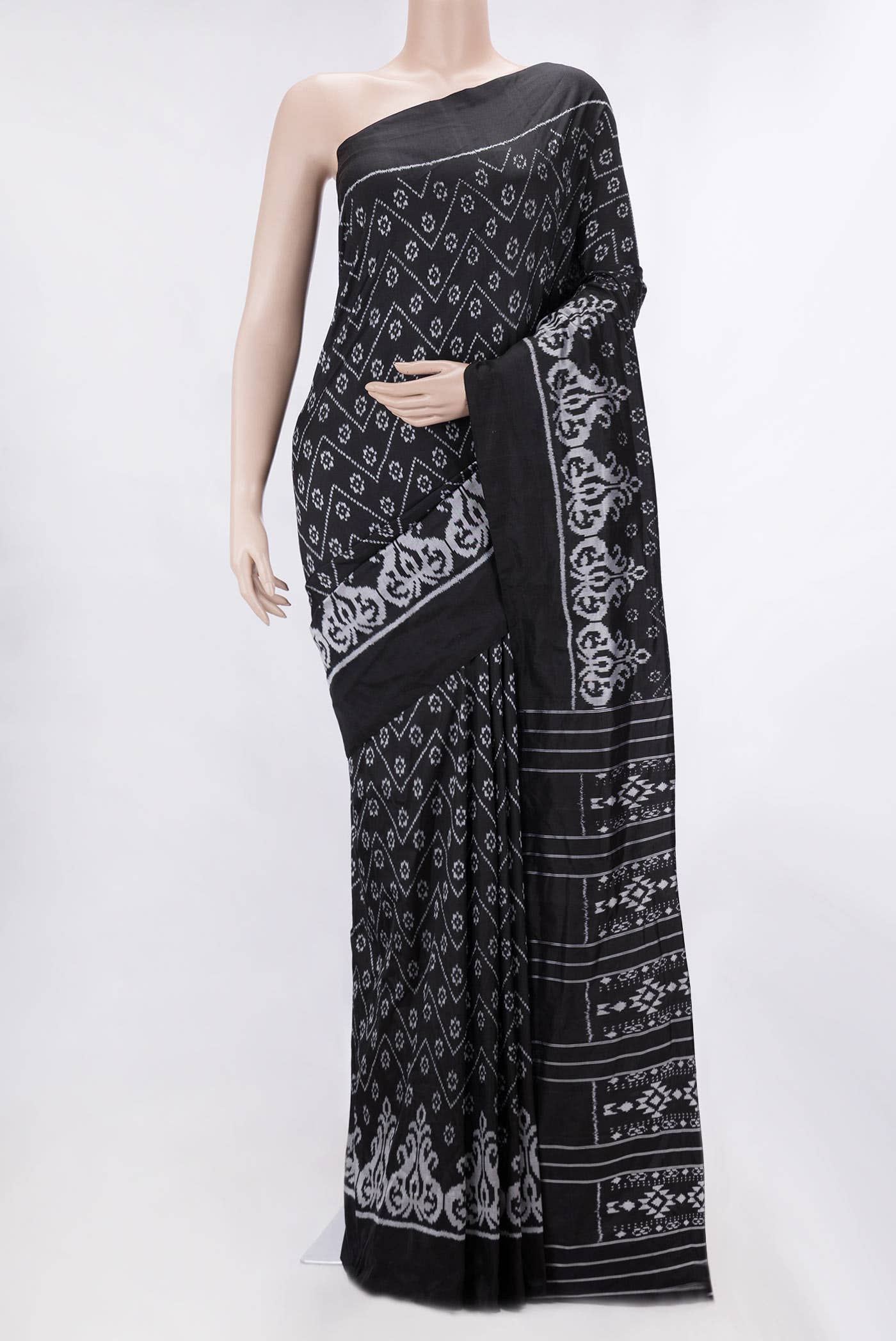 Black Dual Tone Double Ikat Saree