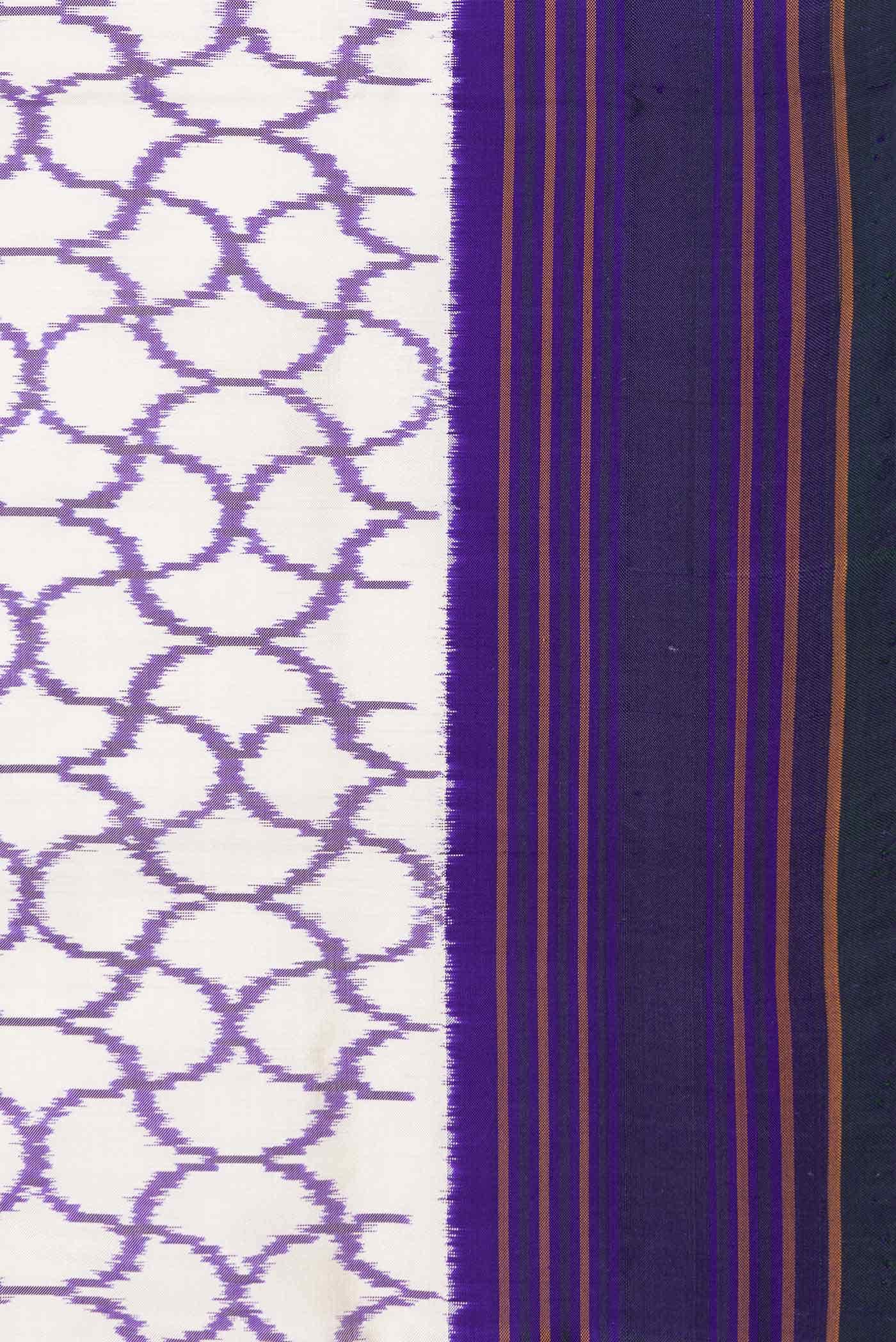 Off White Dual Tone Double Ikat Saree