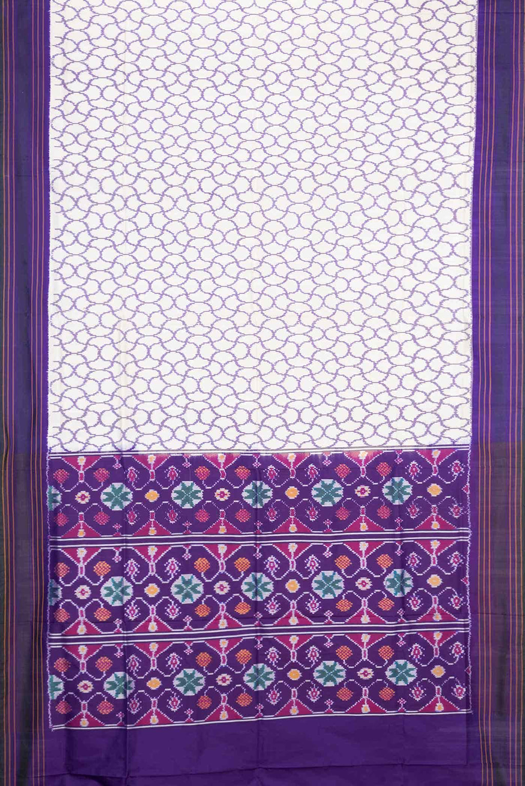 Off White Dual Tone Double Ikat Saree