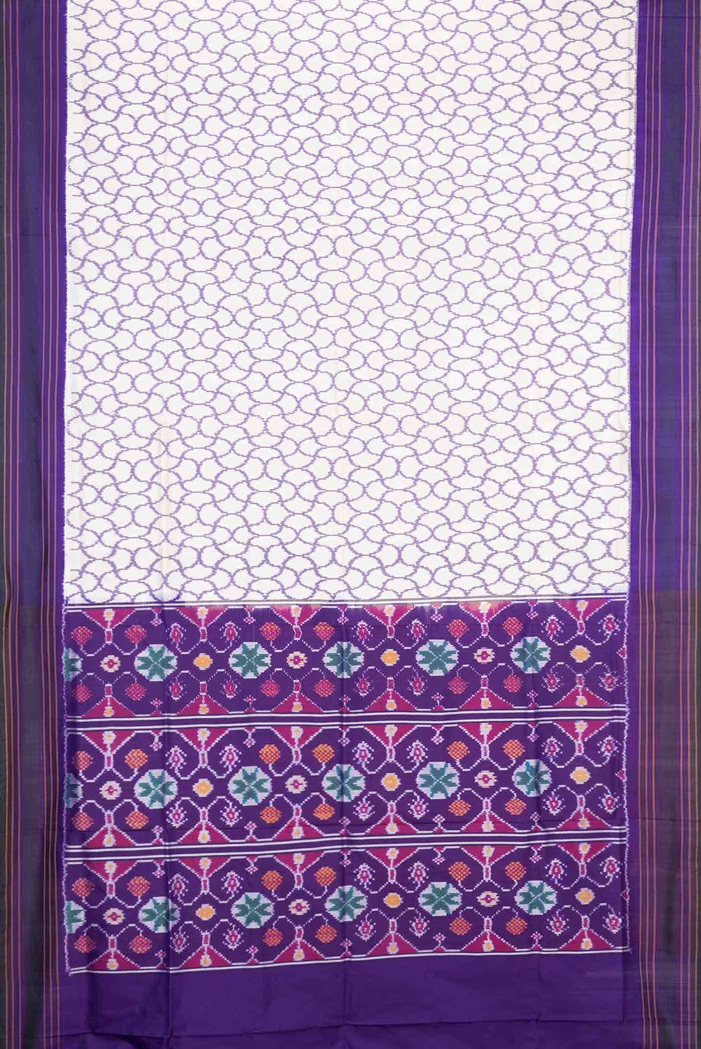 Off White Dual Tone Double Ikat Saree