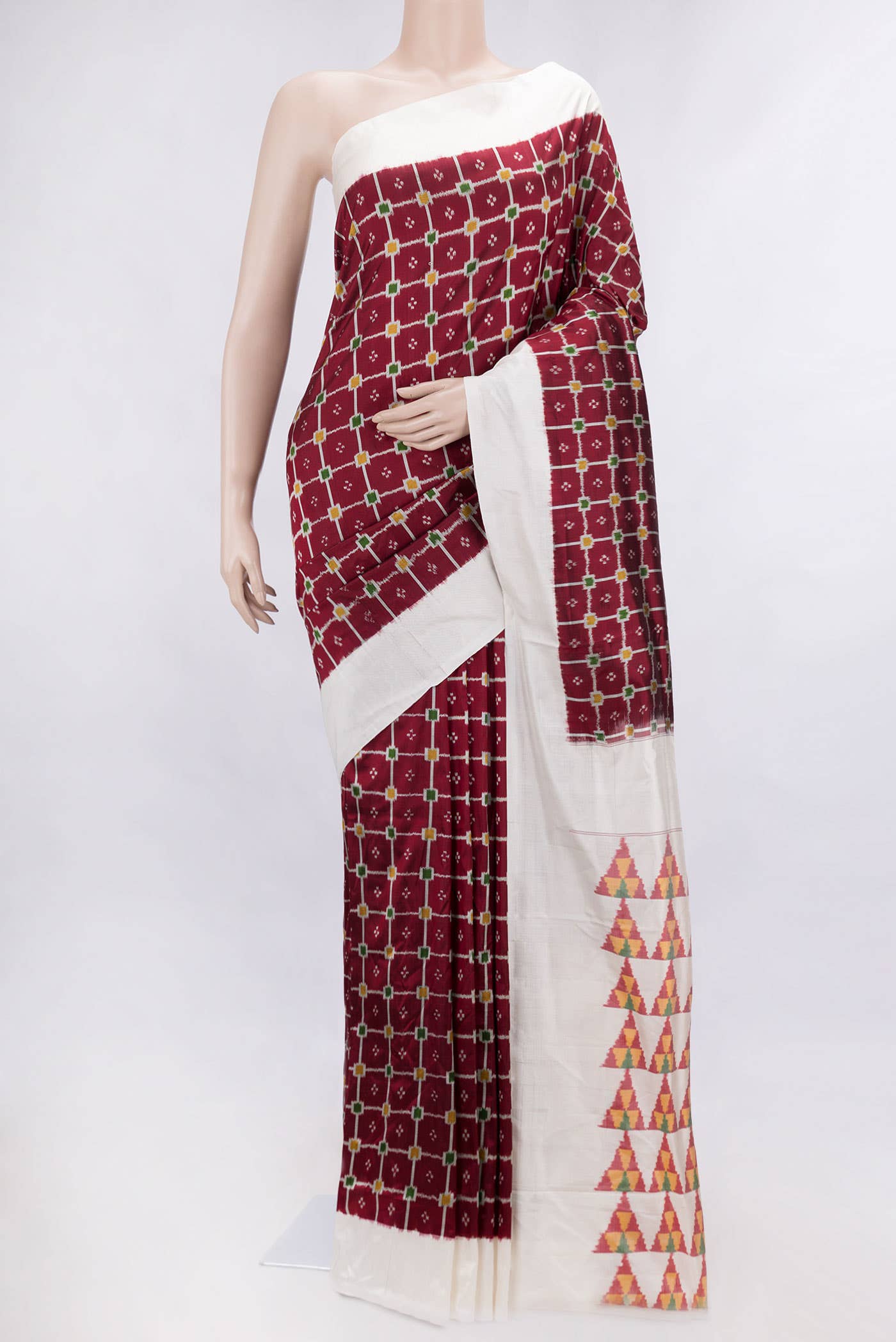 Burgundy Dual Tone Double Ikat Saree