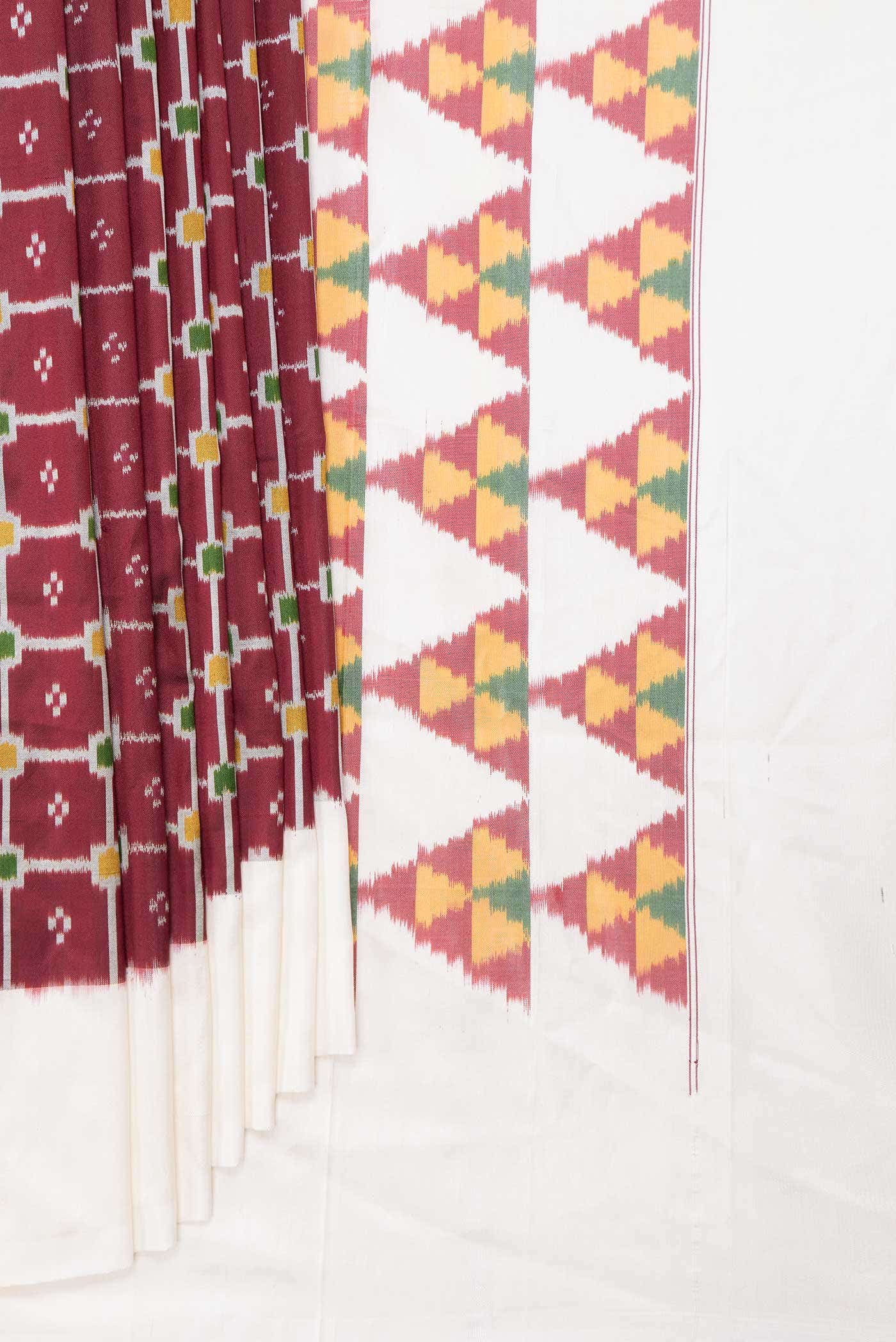 Burgundy Dual Tone Double Ikat Saree