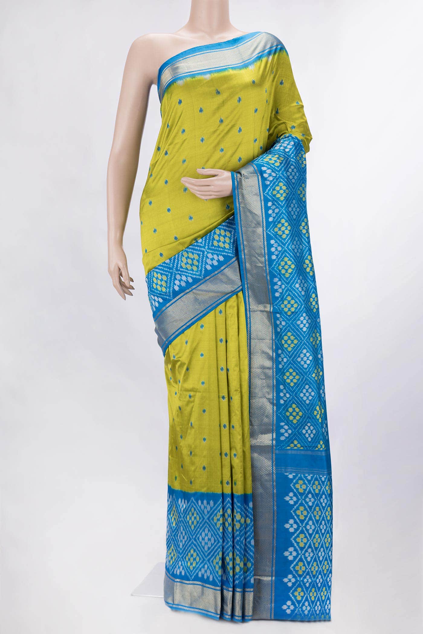 Light Green Dual Tone Double Ikat Saree