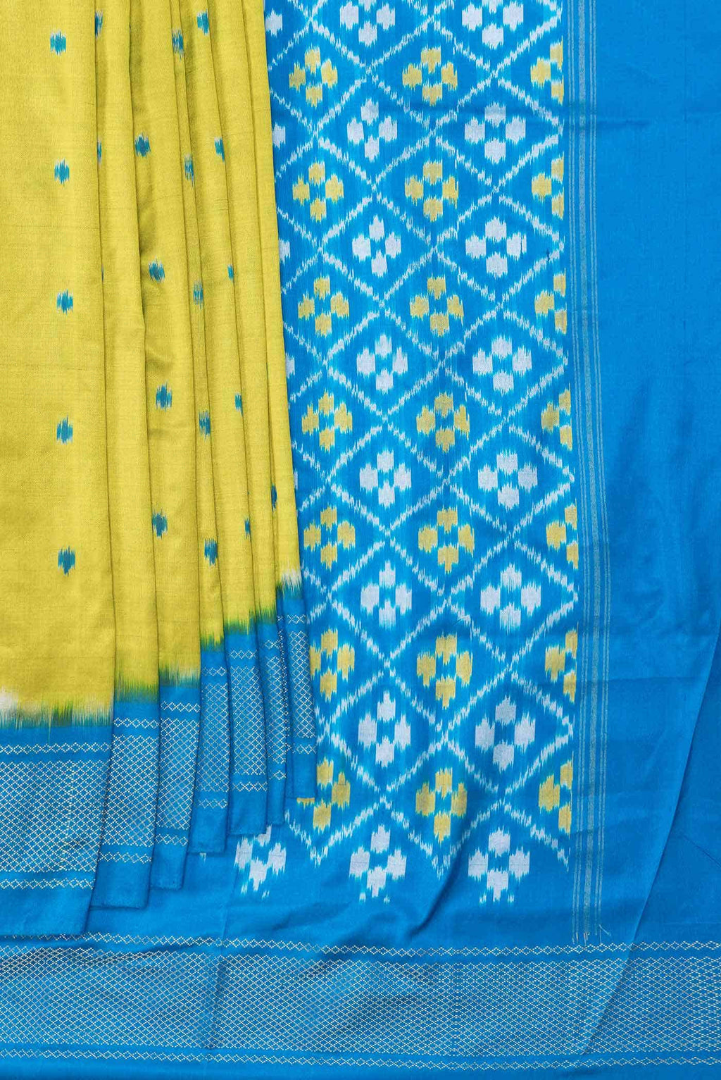 Light Green Dual Tone Double Ikat Saree