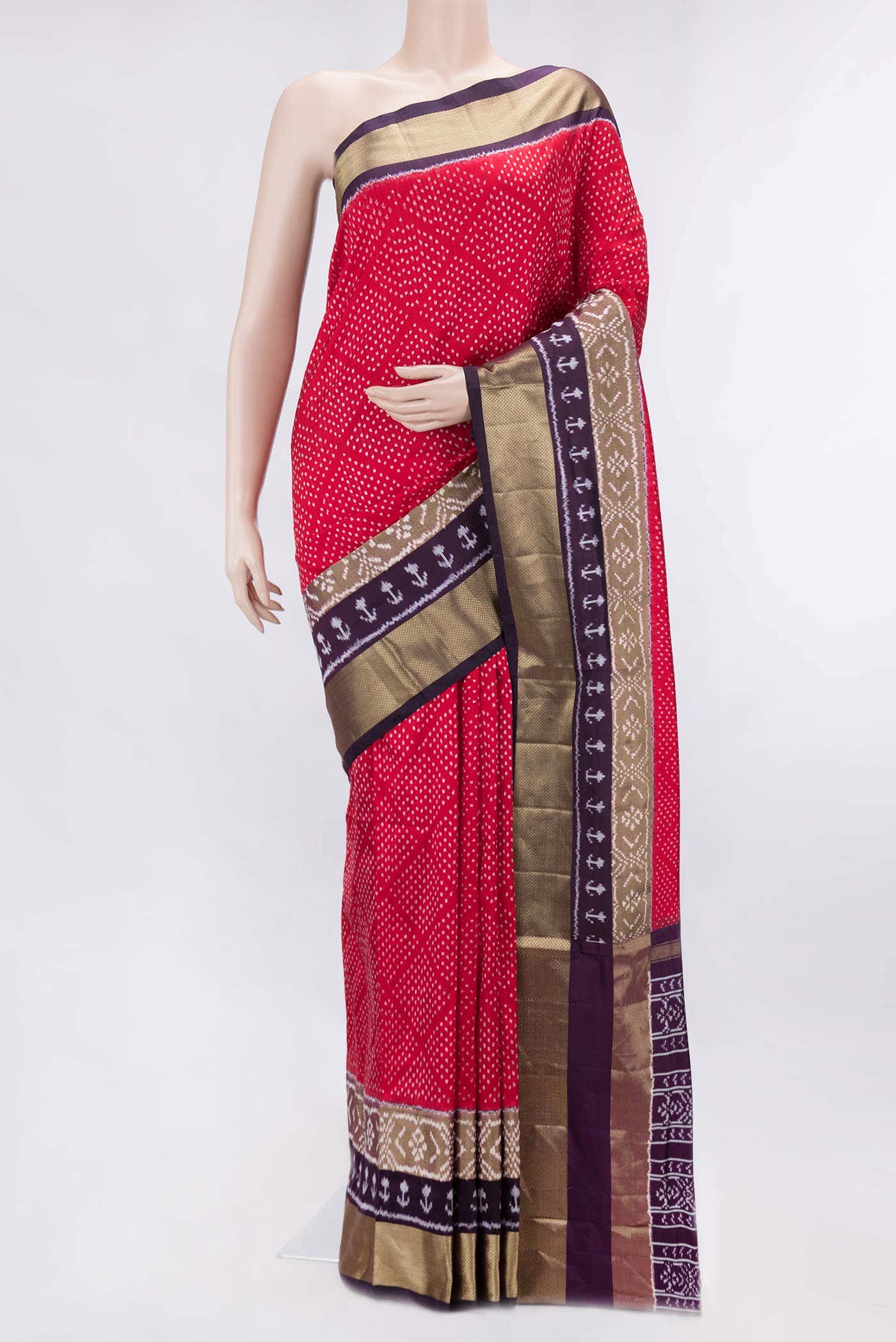 Dark Pink Dual Tone Double Ikat Saree