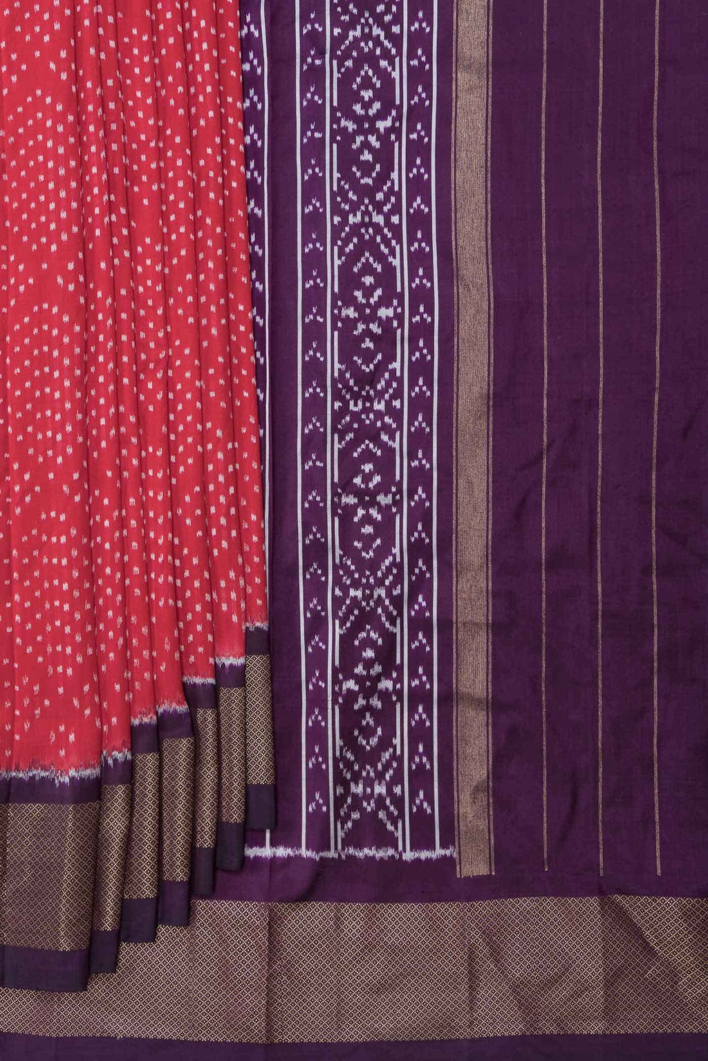 Dark Pink Dual Tone Double Ikat Saree