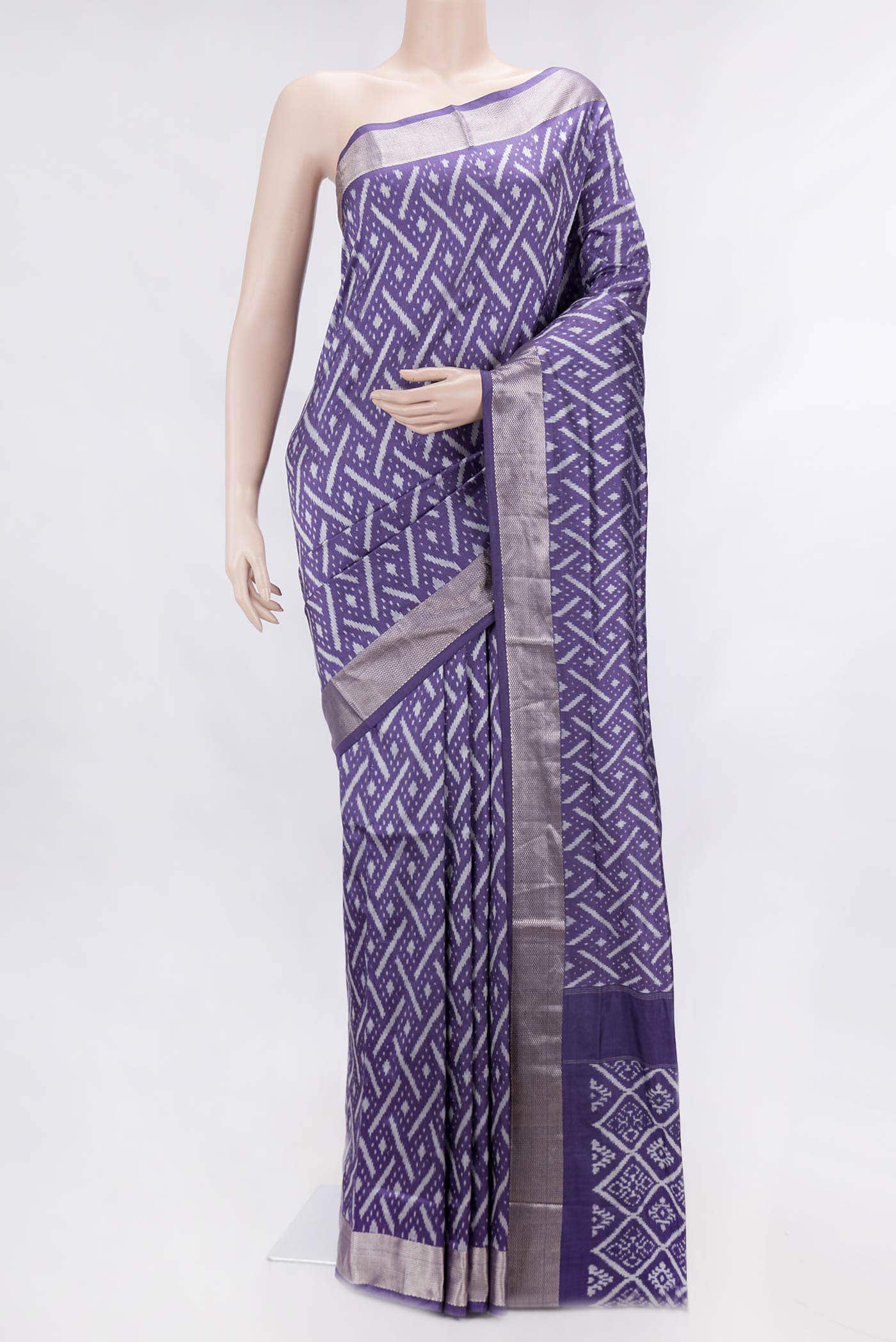 Blue Dual Tone Double Ikat Saree