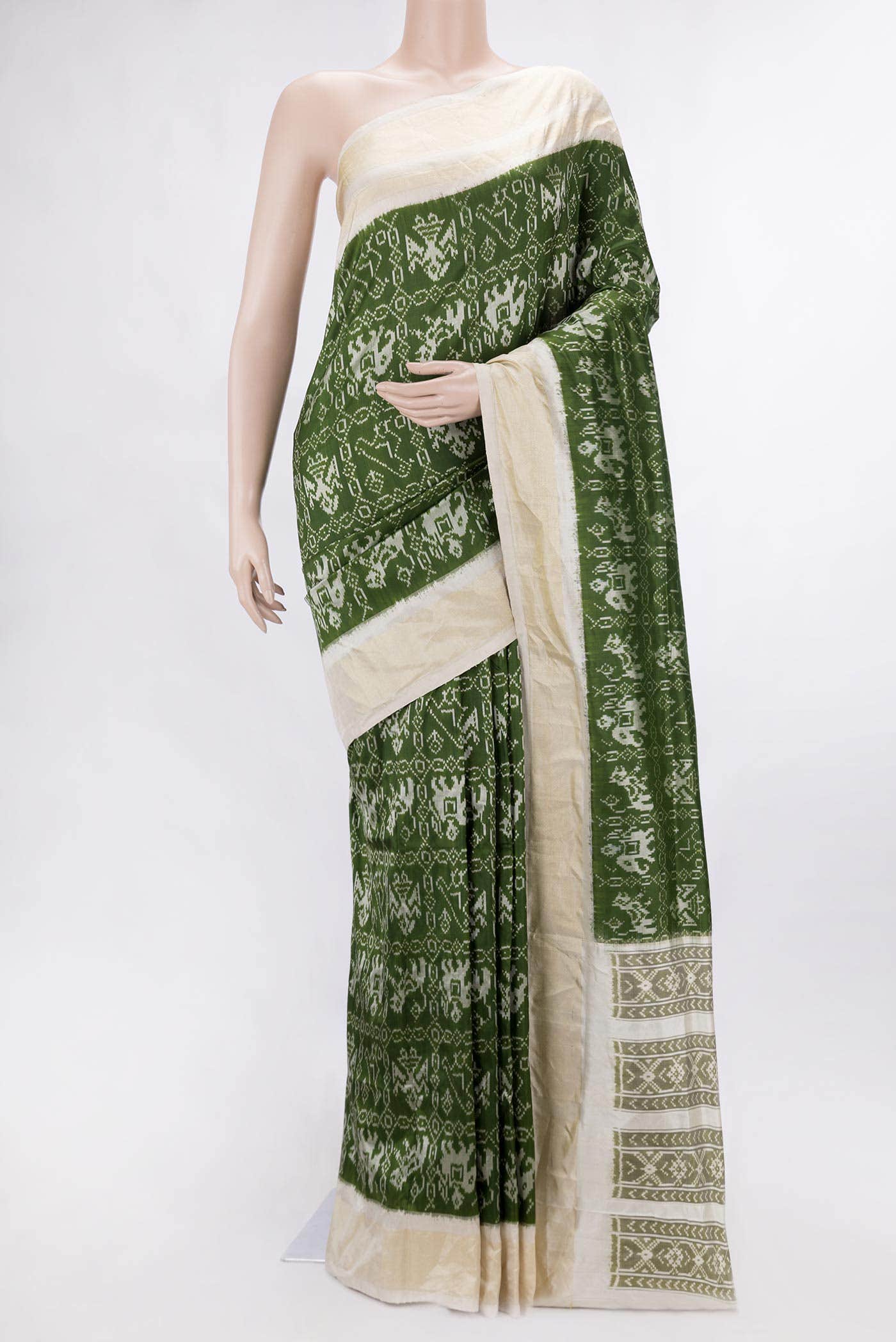 Green Dual Tone Double Ikat Saree