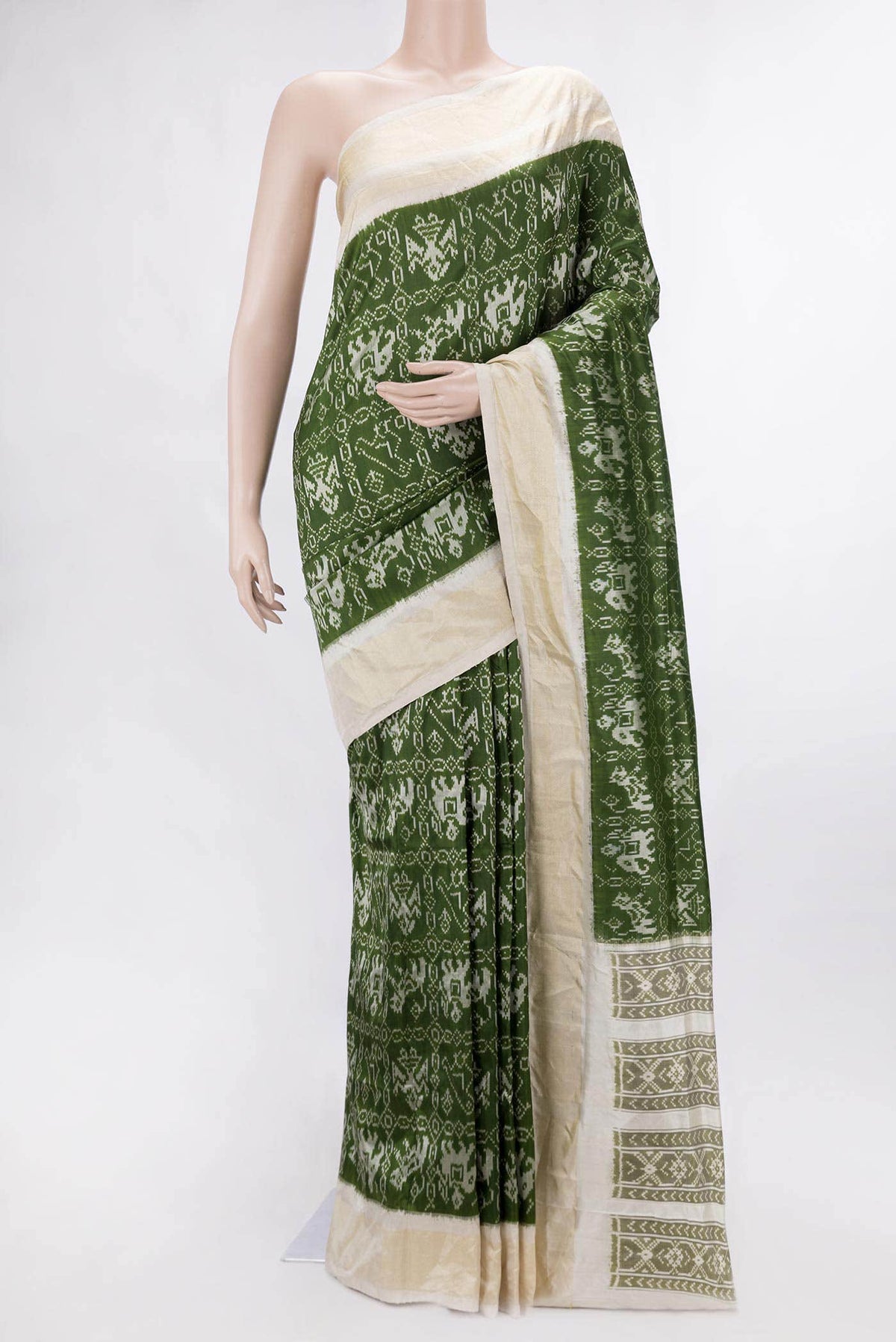 Green Dual Tone Double Ikat Saree
