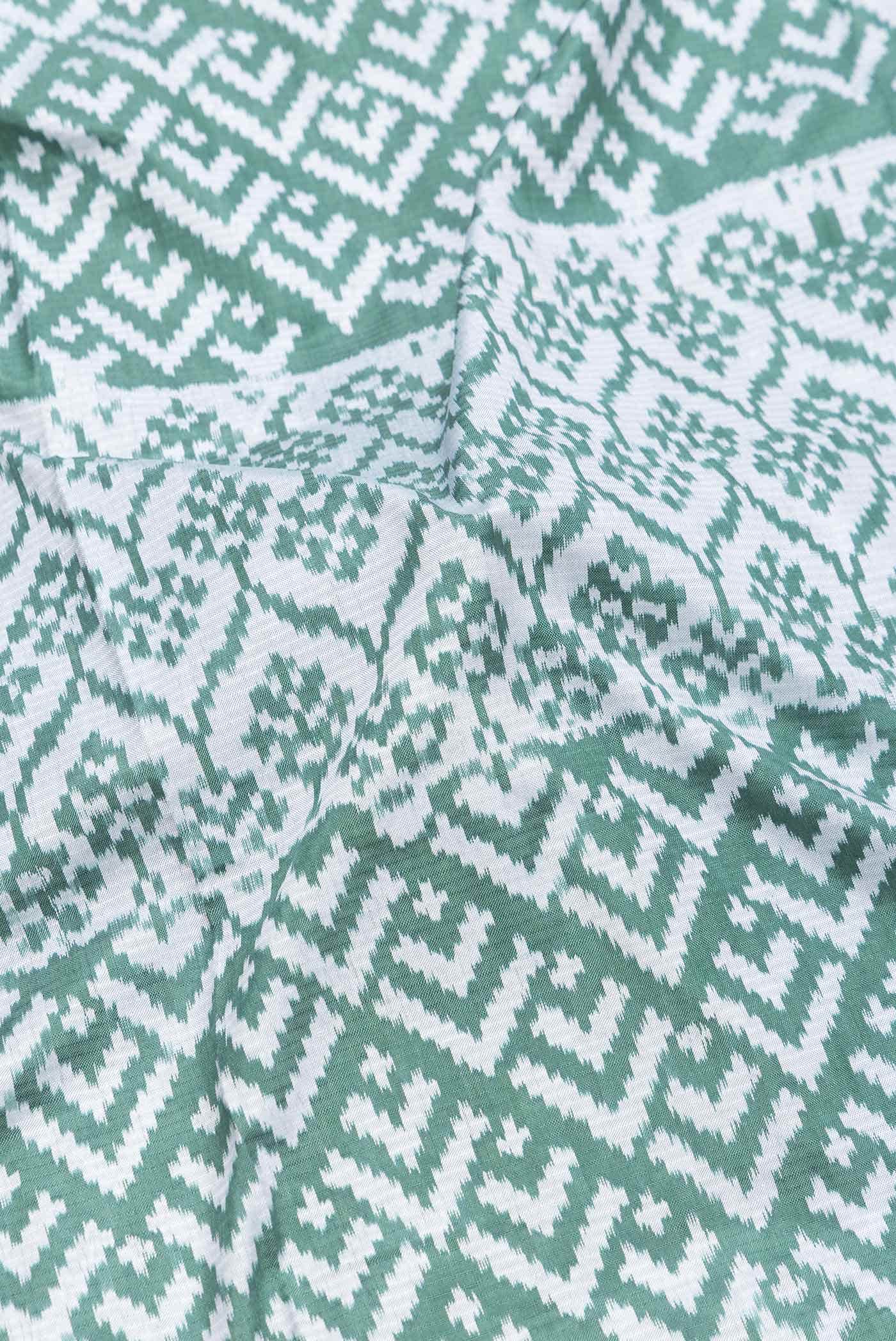 Green Dual Tone Double Ikat Saree