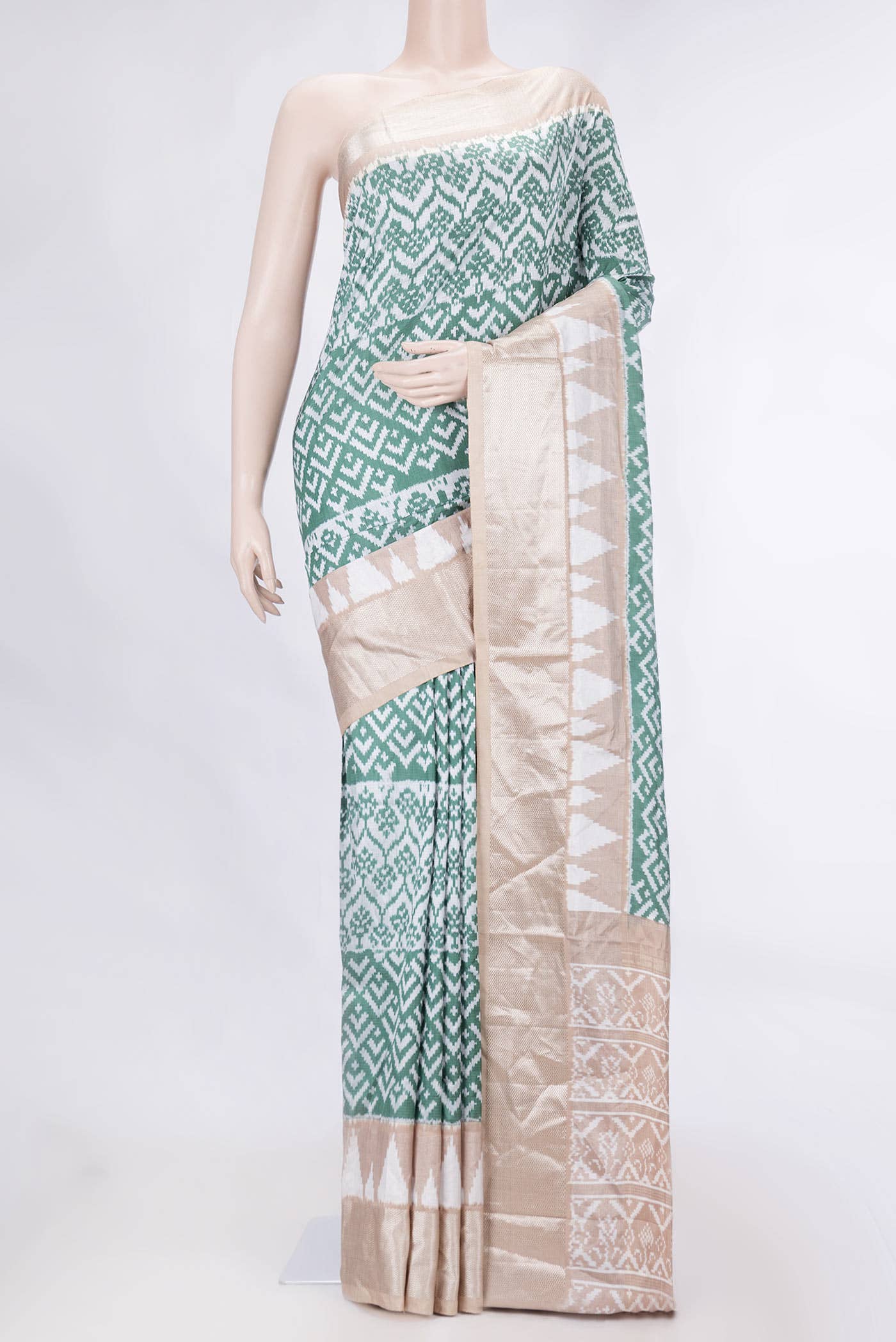 Green Dual Tone Double Ikat Saree