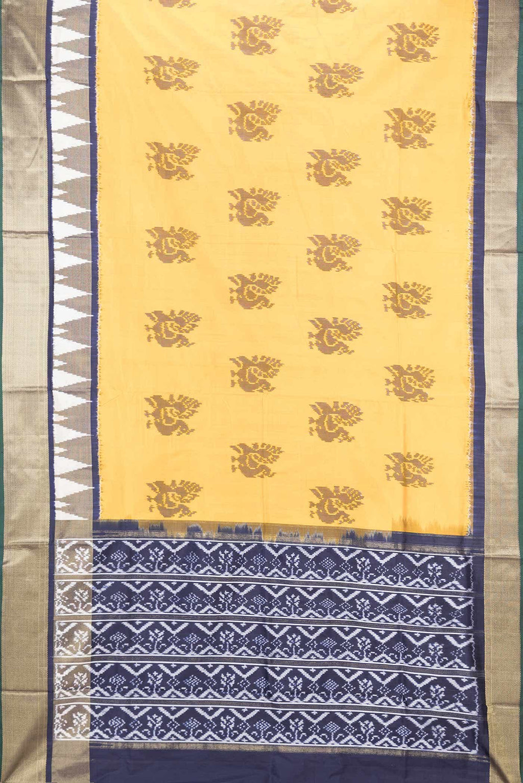 Yellow Dual Tone Double Ikat Saree