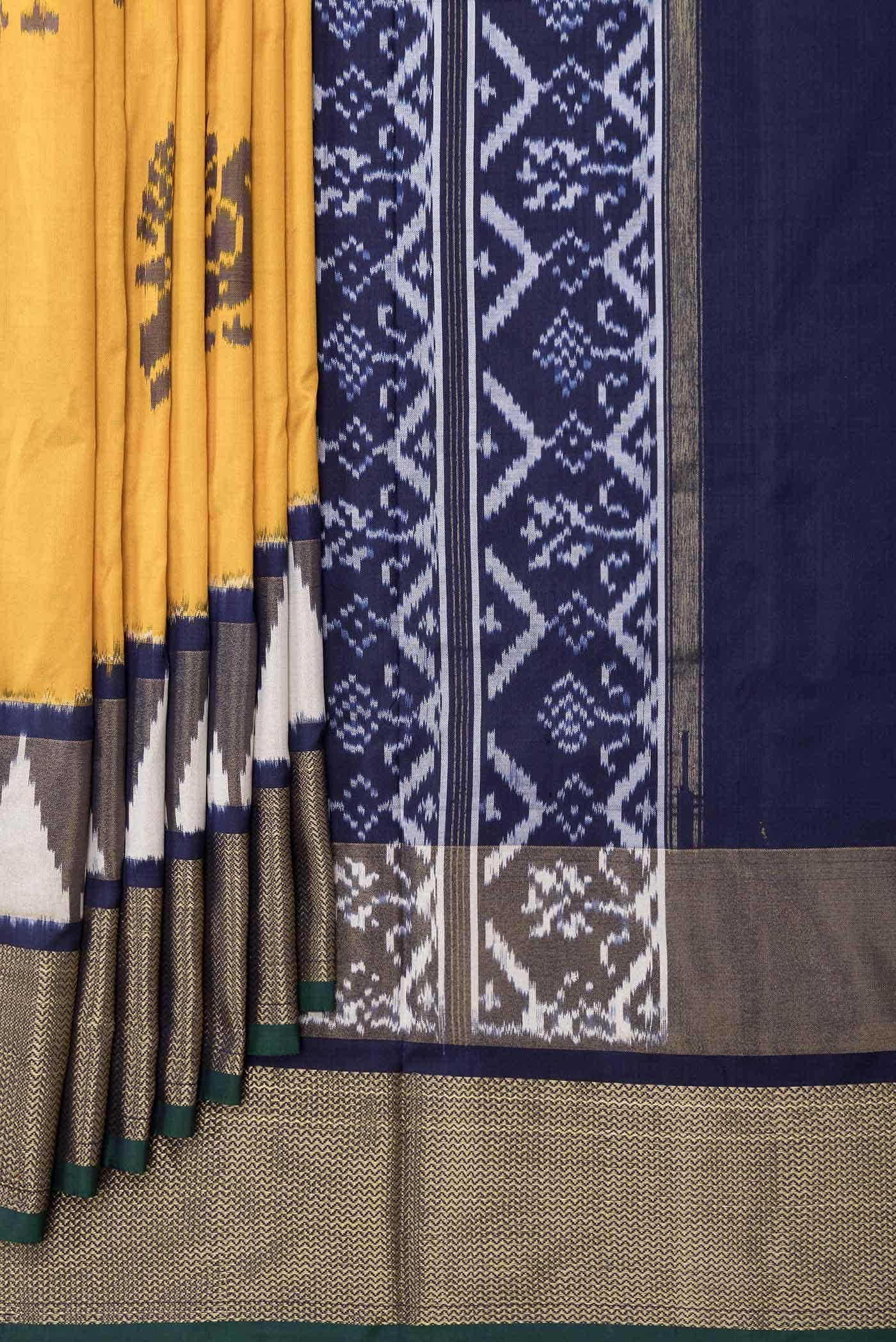Yellow Dual Tone Double Ikat Saree