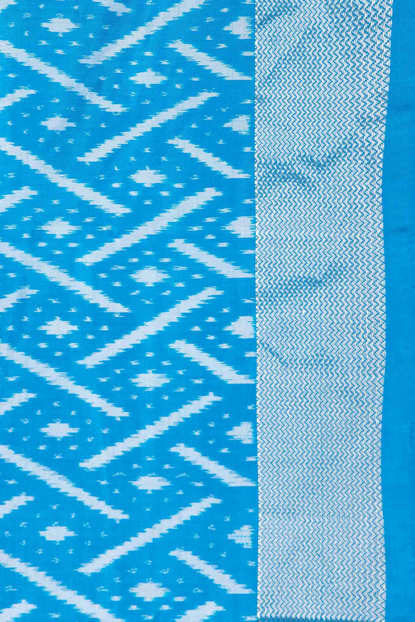 Sky Blue Dual Tone Double Ikat Saree