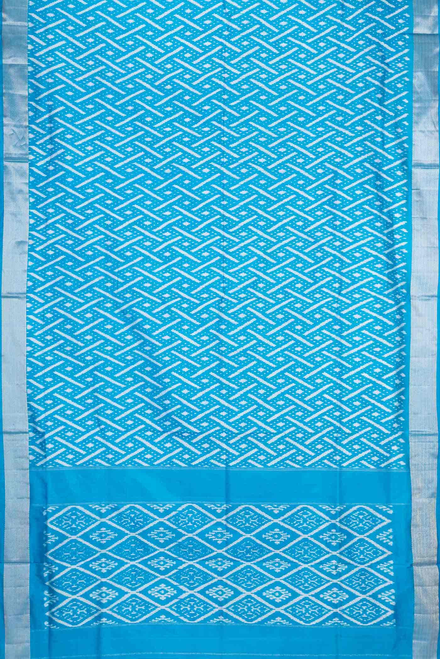 Sky Blue Dual Tone Double Ikat Saree