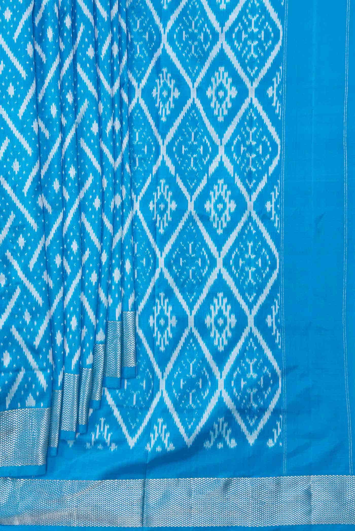 Sky Blue Dual Tone Double Ikat Saree