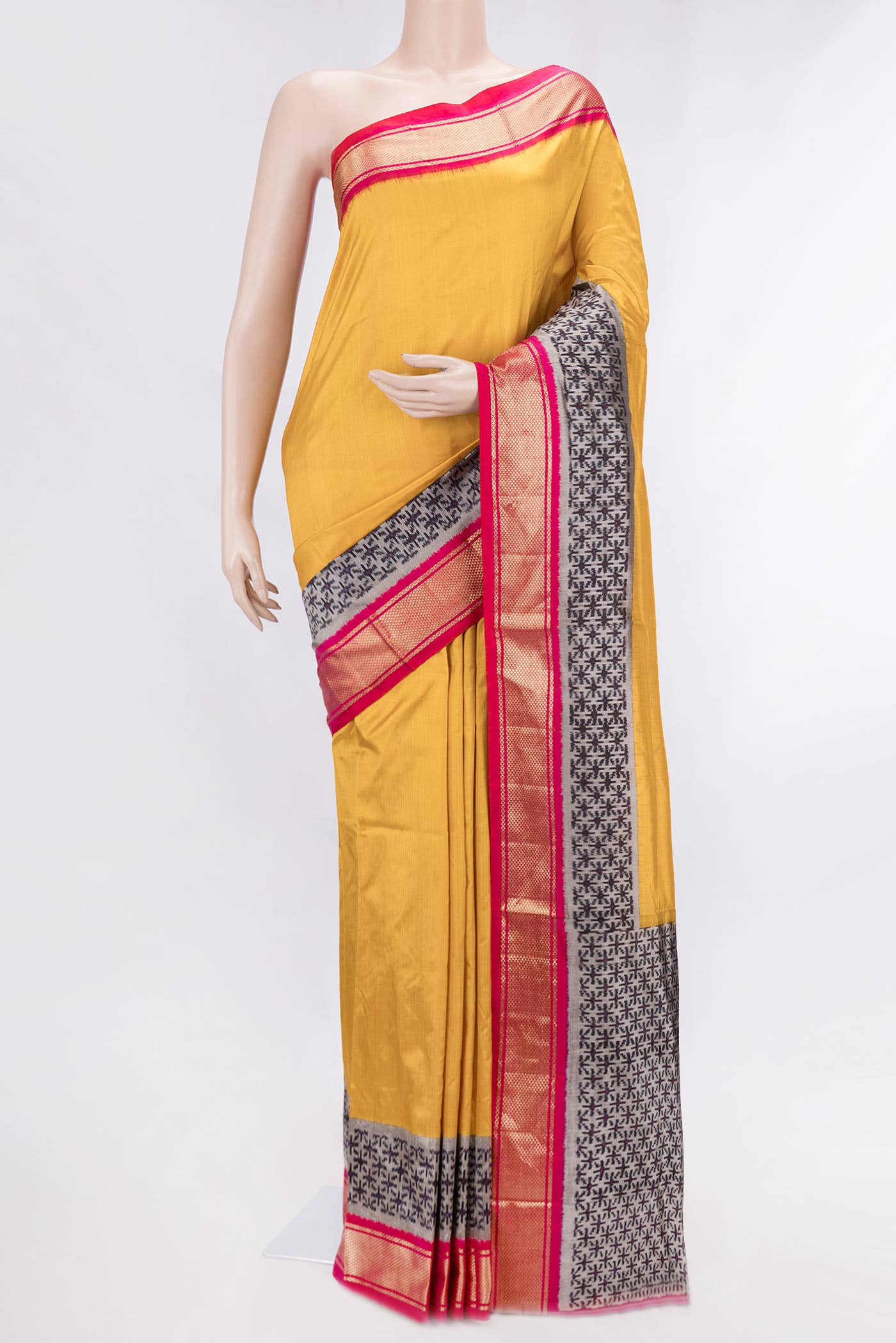 Mustard Dual Tone Double Ikat Saree