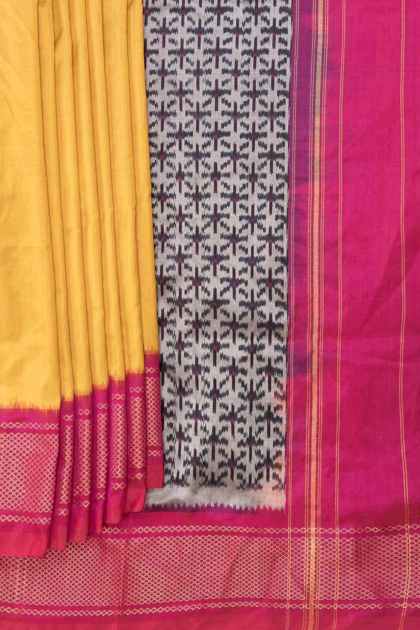 Mustard Dual Tone Double Ikat Saree