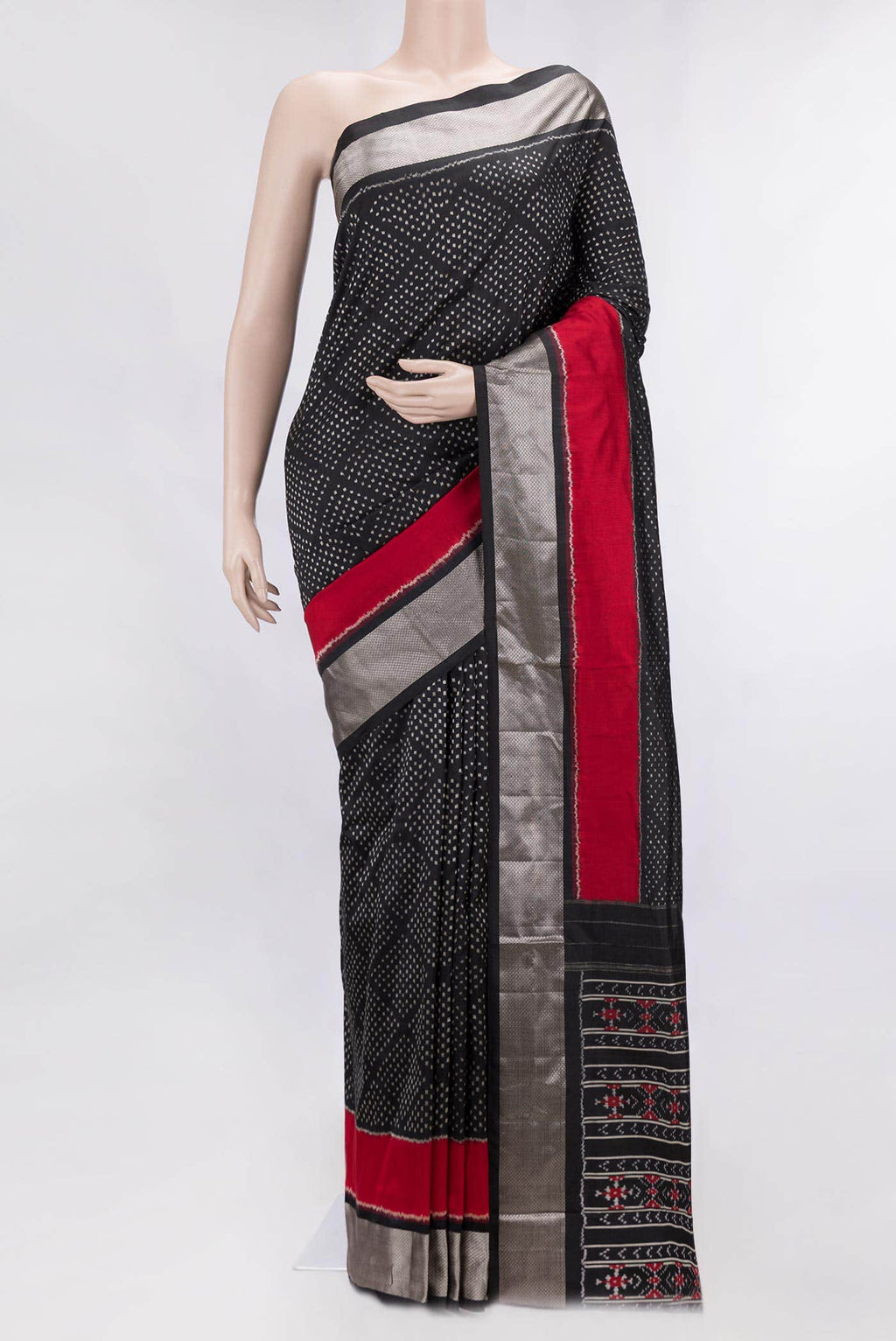 Black Dual Tone Double Ikat Saree