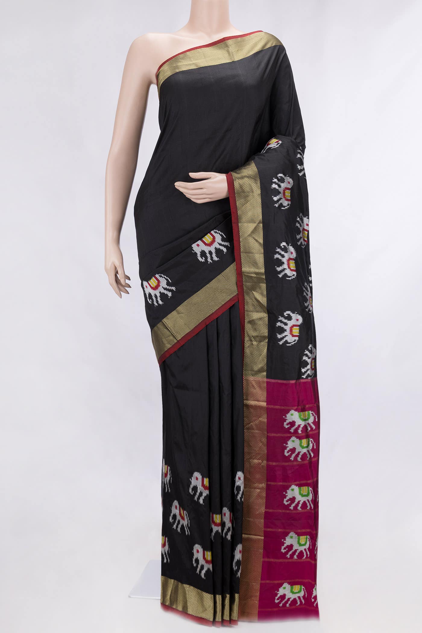 Black Dual Tone Double Ikat Saree