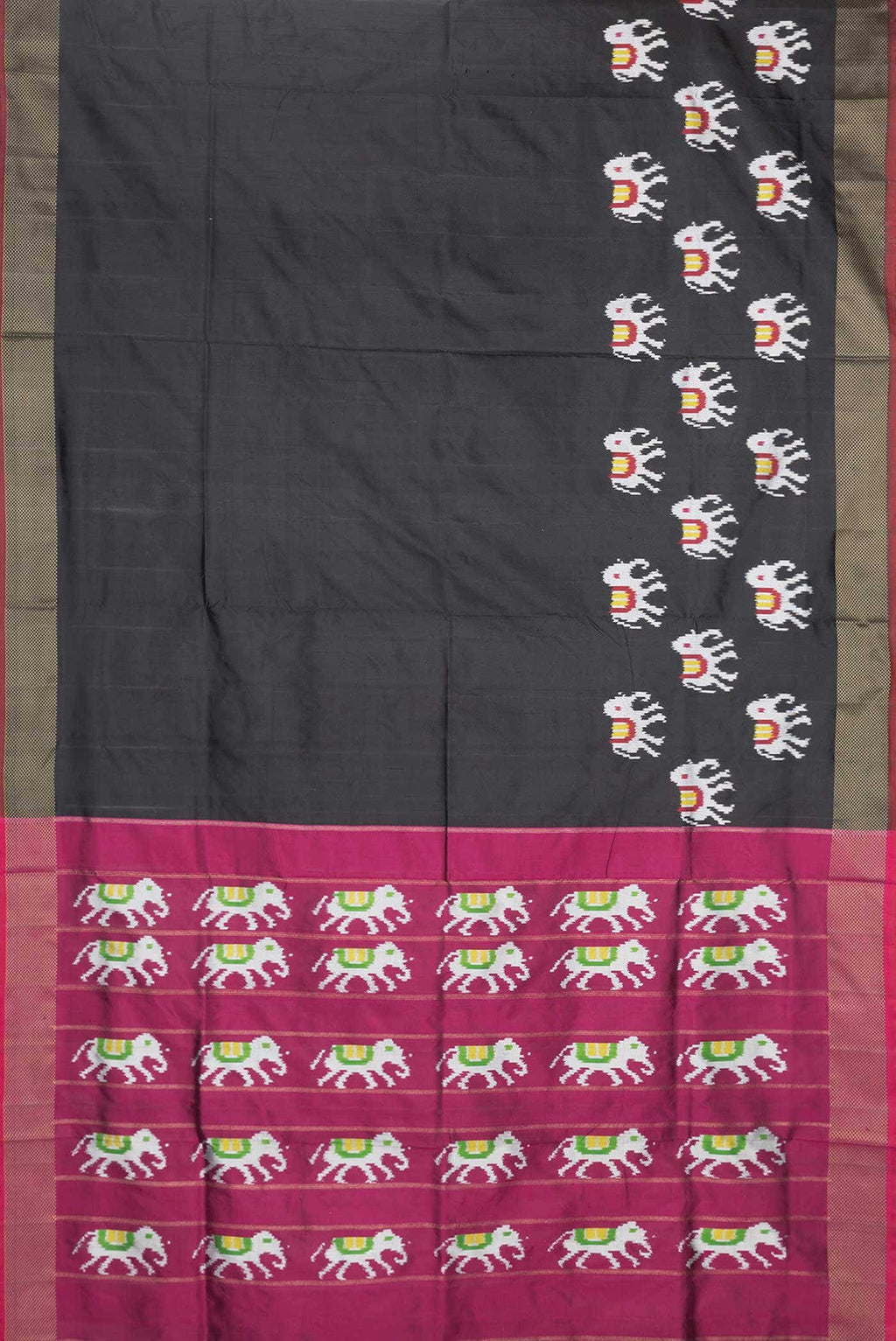 Black Dual Tone Double Ikat Saree