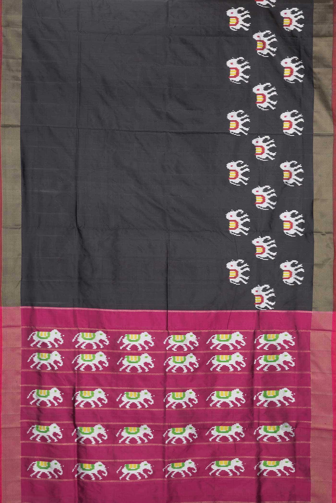 Black Dual Tone Double Ikat Saree