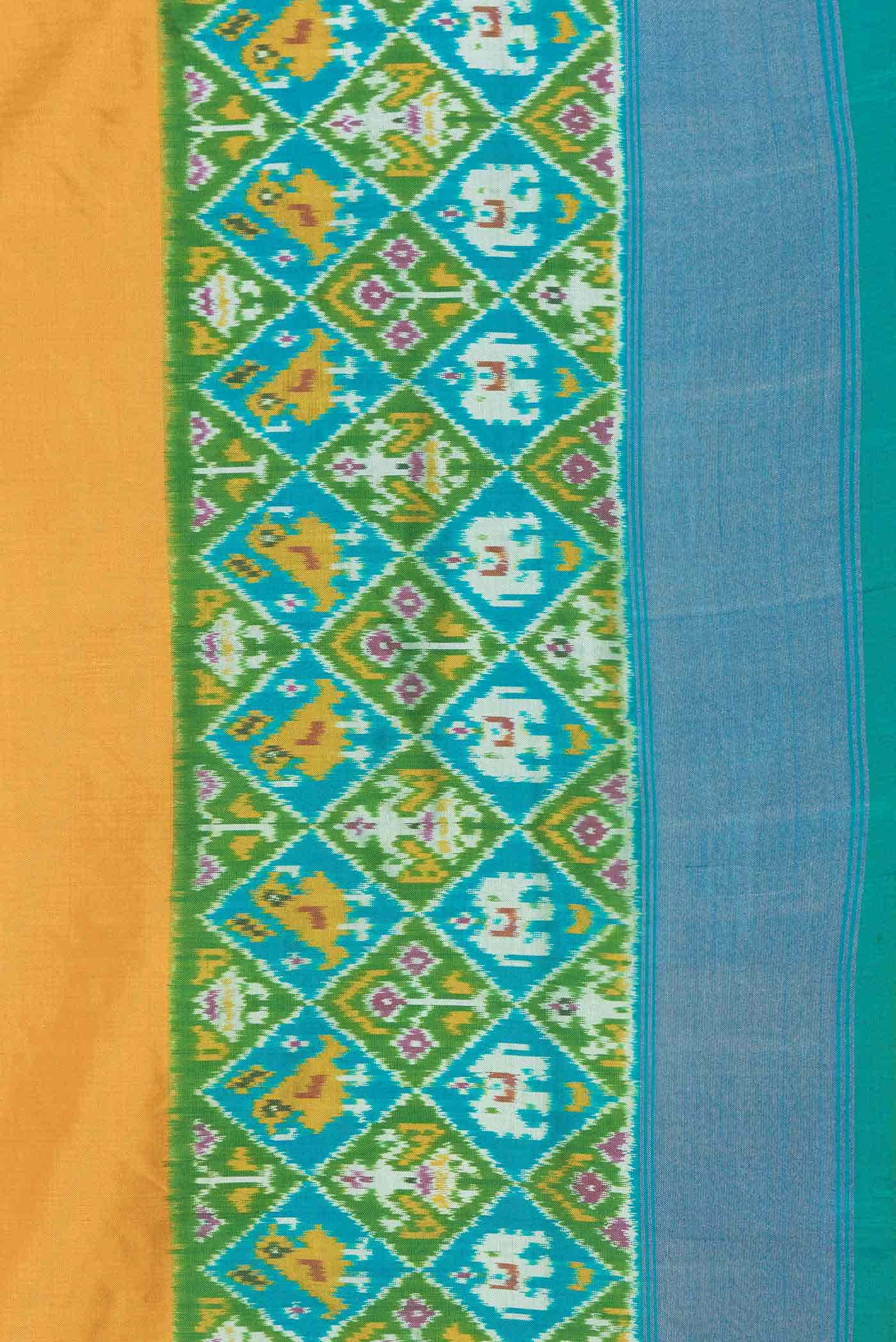 Mustard Dual Tone Double Ikat Saree