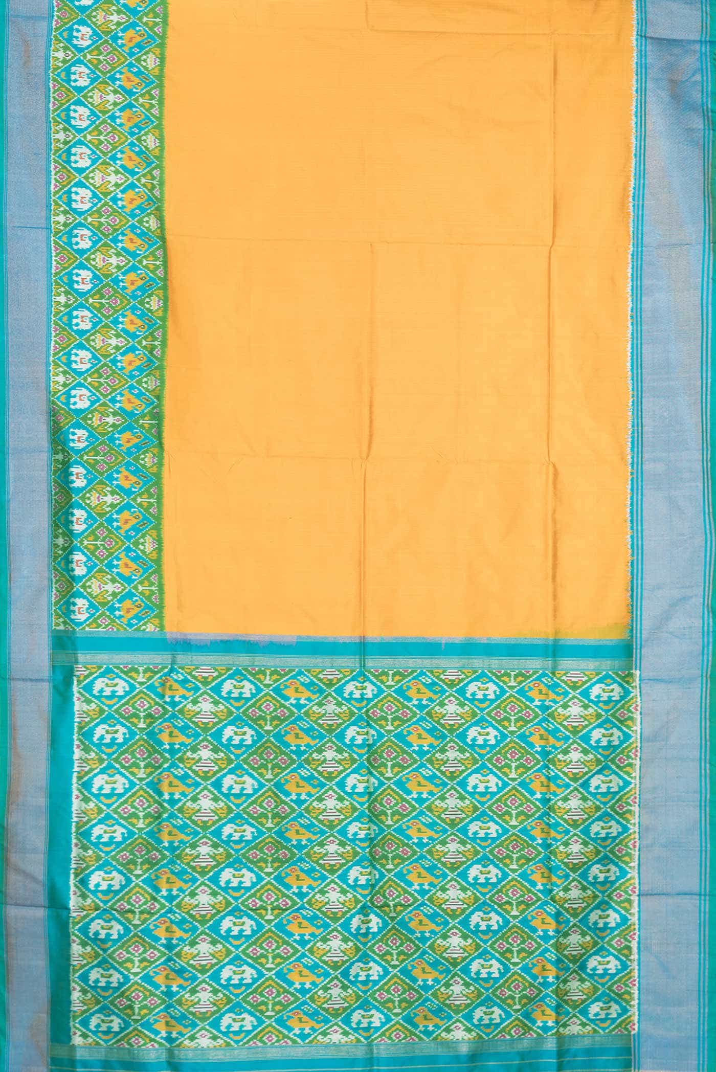 Mustard Dual Tone Double Ikat Saree