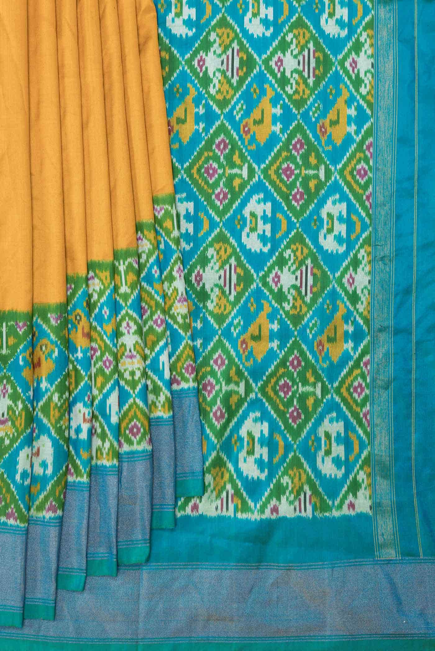 Mustard Dual Tone Double Ikat Saree