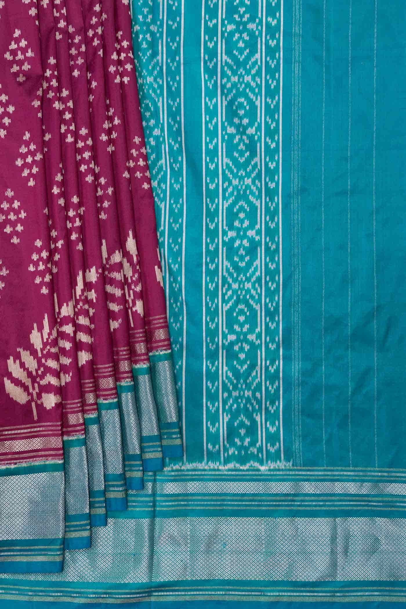 Magenta Dual Tone Double Ikat Saree