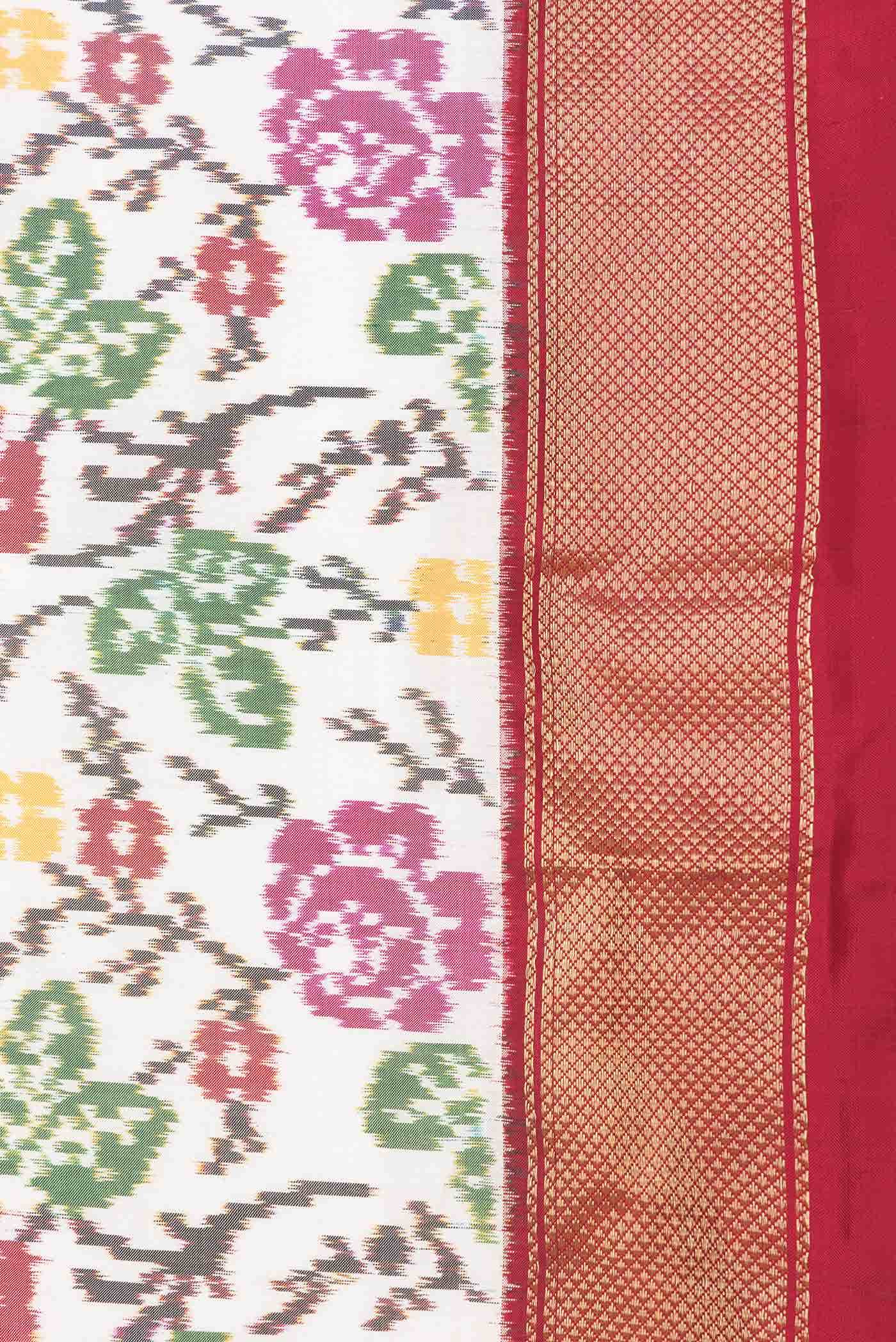 Off White Dual Tone Double Ikat Saree