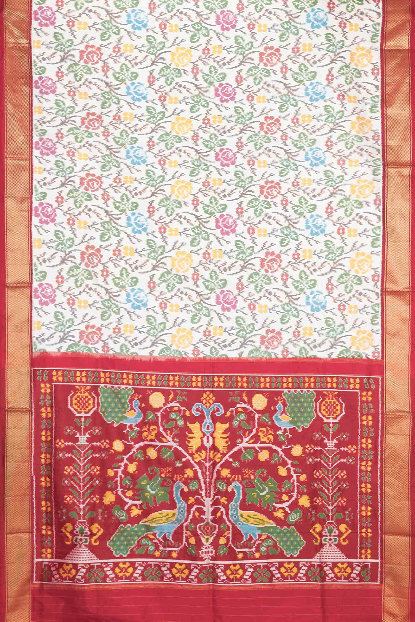 Off White Dual Tone Double Ikat Saree