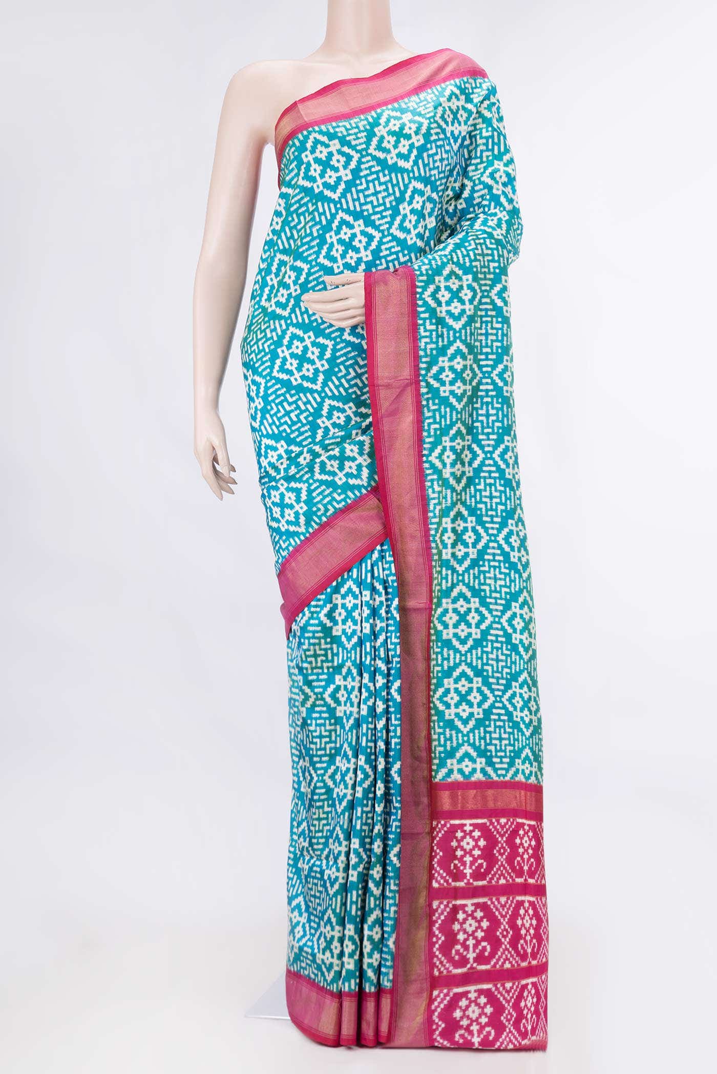 Green Dual Tone Double Ikat Saree