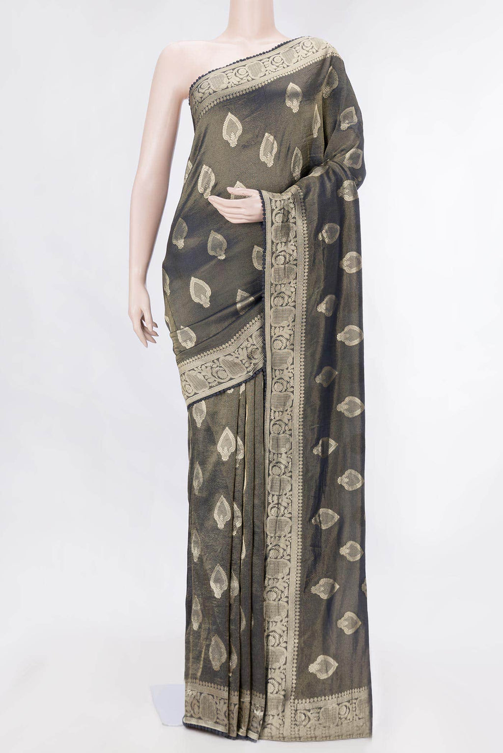 Grey Dual Tone Blended Organza Silk Saree