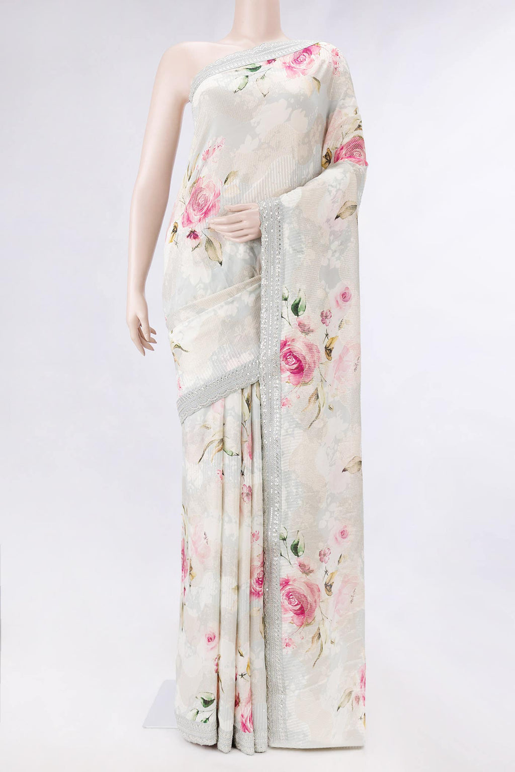 Grey Dual Tone Mysore Georgette Saree