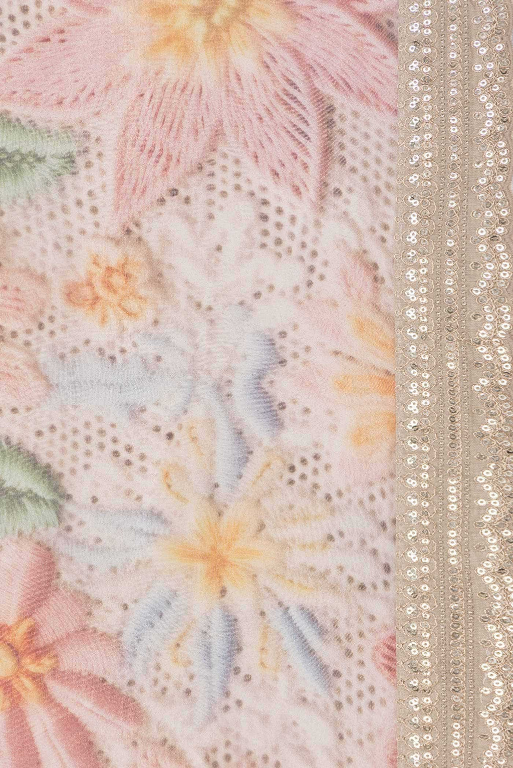 Beige Dual Tone Organza Silk Saree