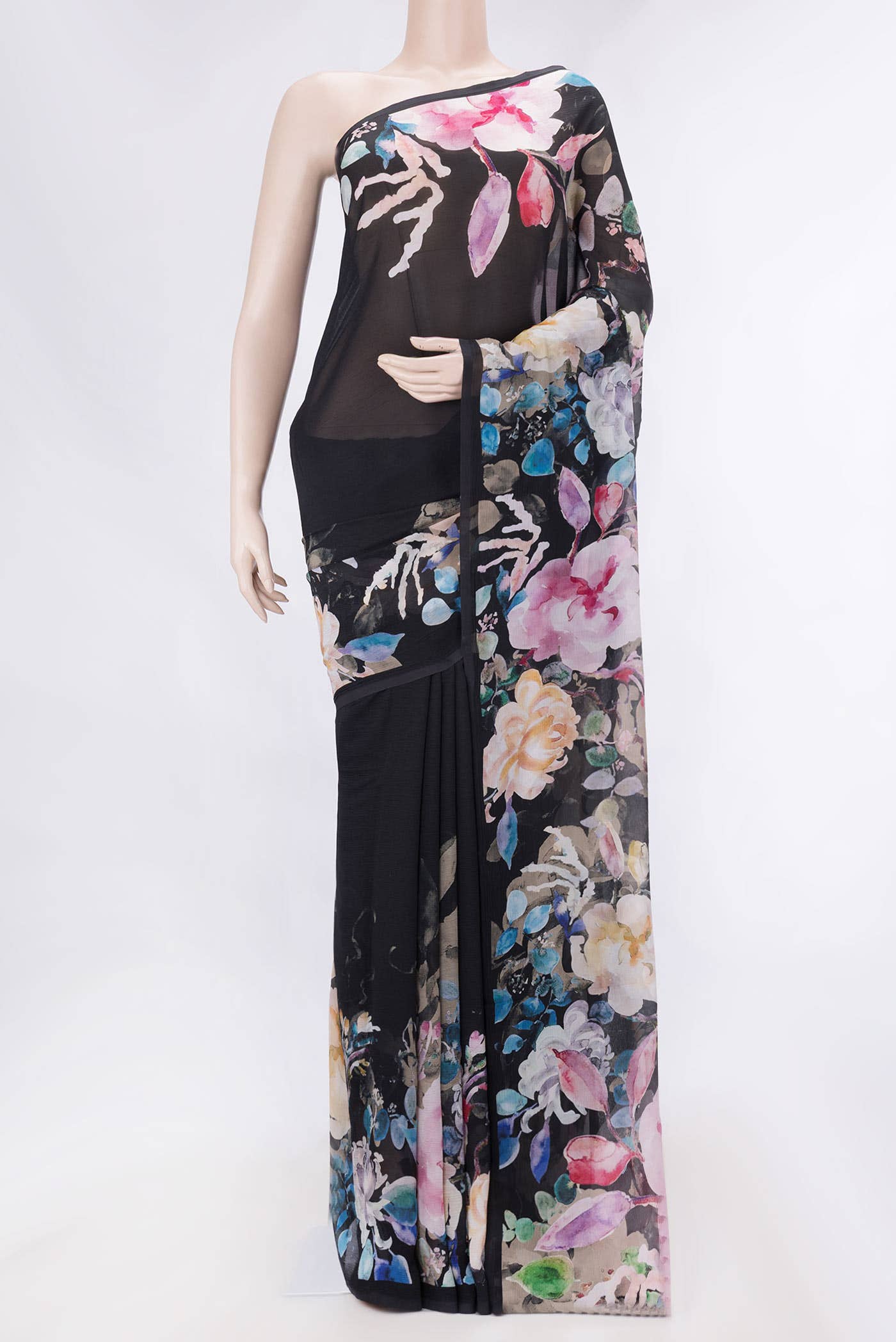 Black Dual Tone Mysore Chiffon Saree