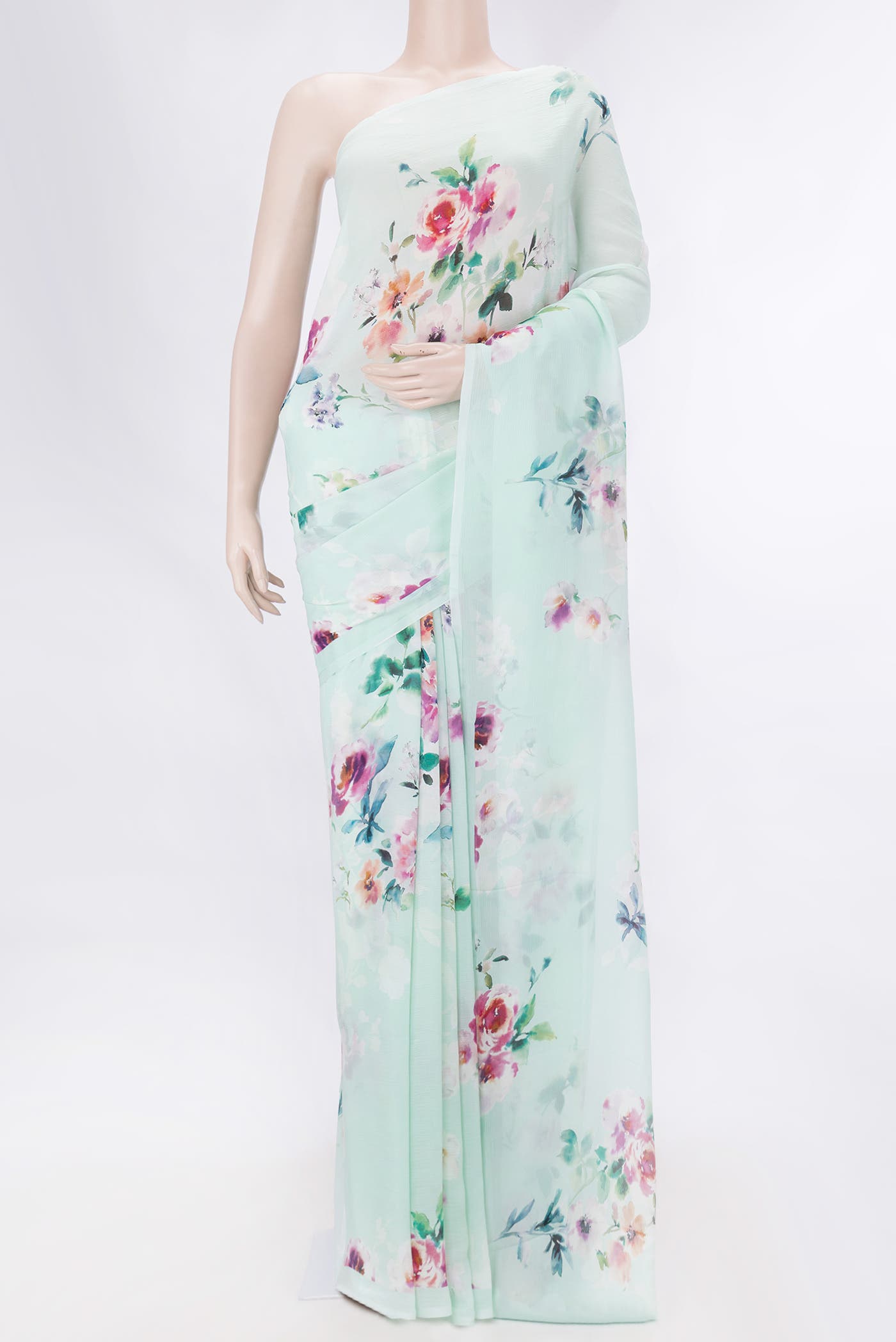 Light Green Dual Tone Mysore Chiffon Saree