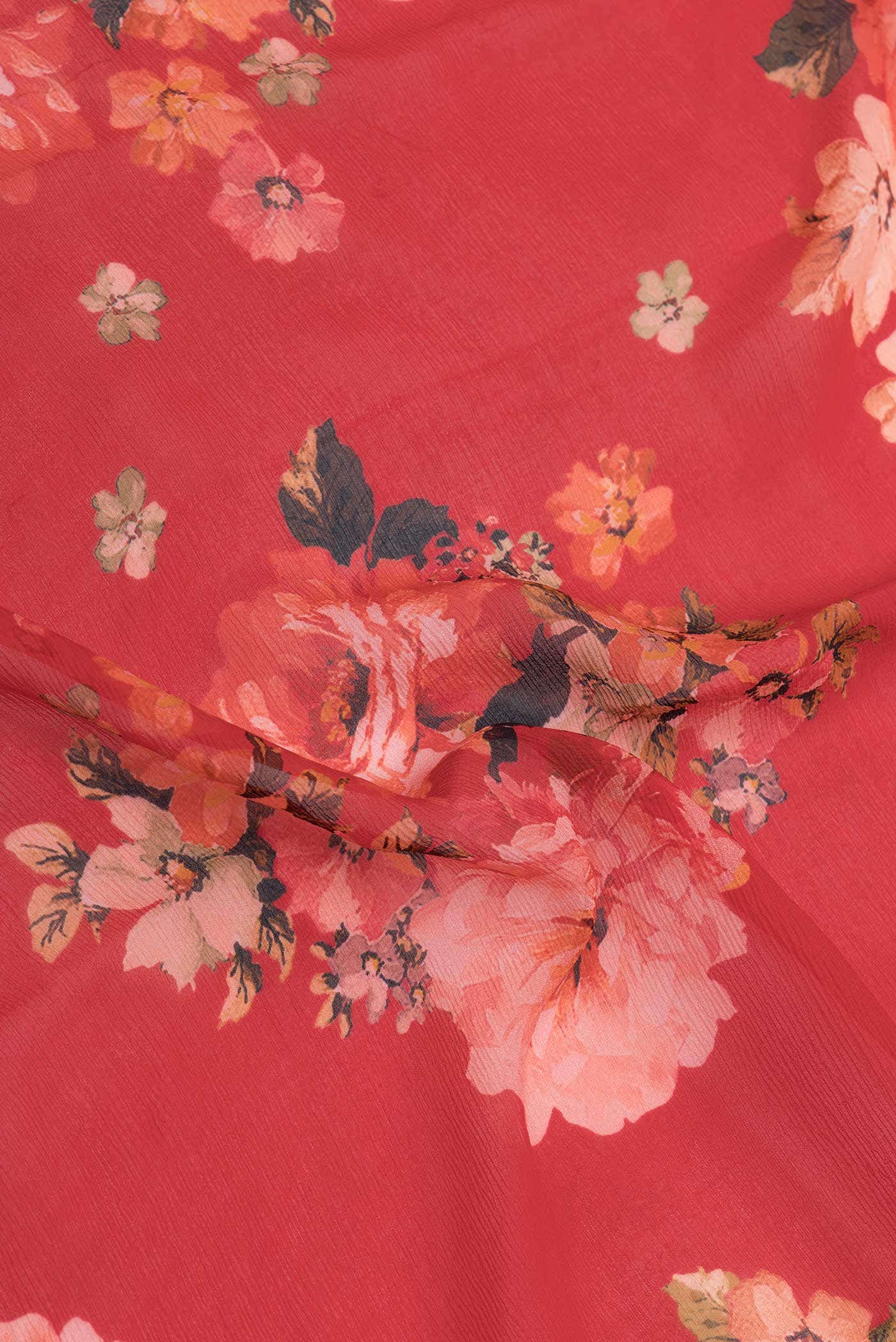Red Dual Tone Mysore Chiffon Saree