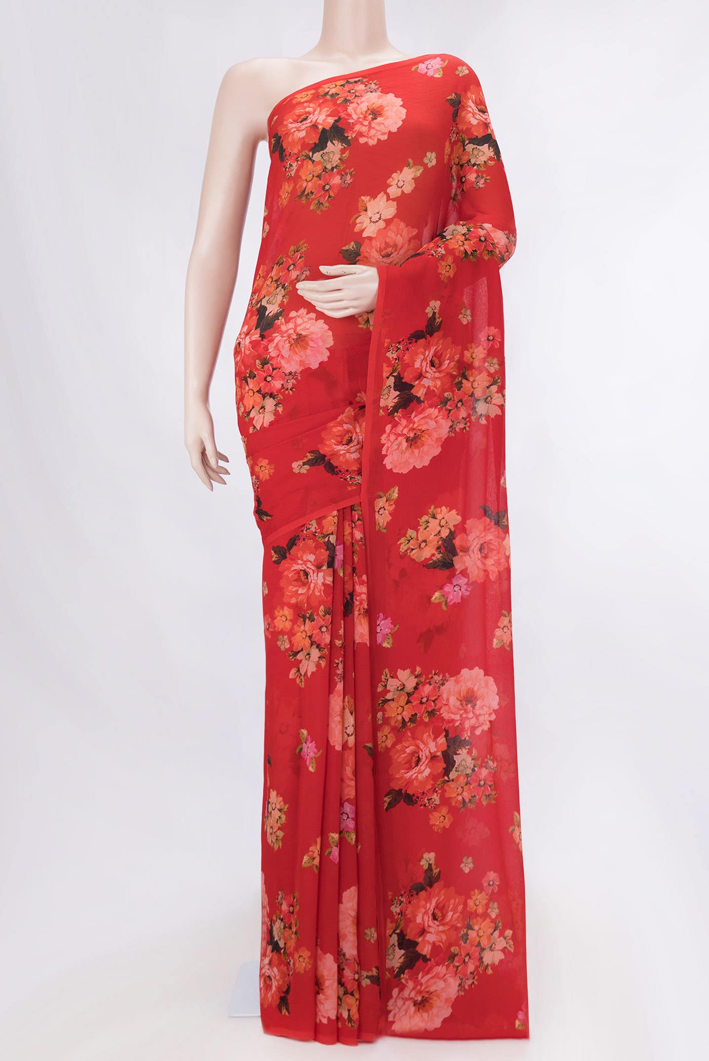 Red Dual Tone Mysore Chiffon Saree