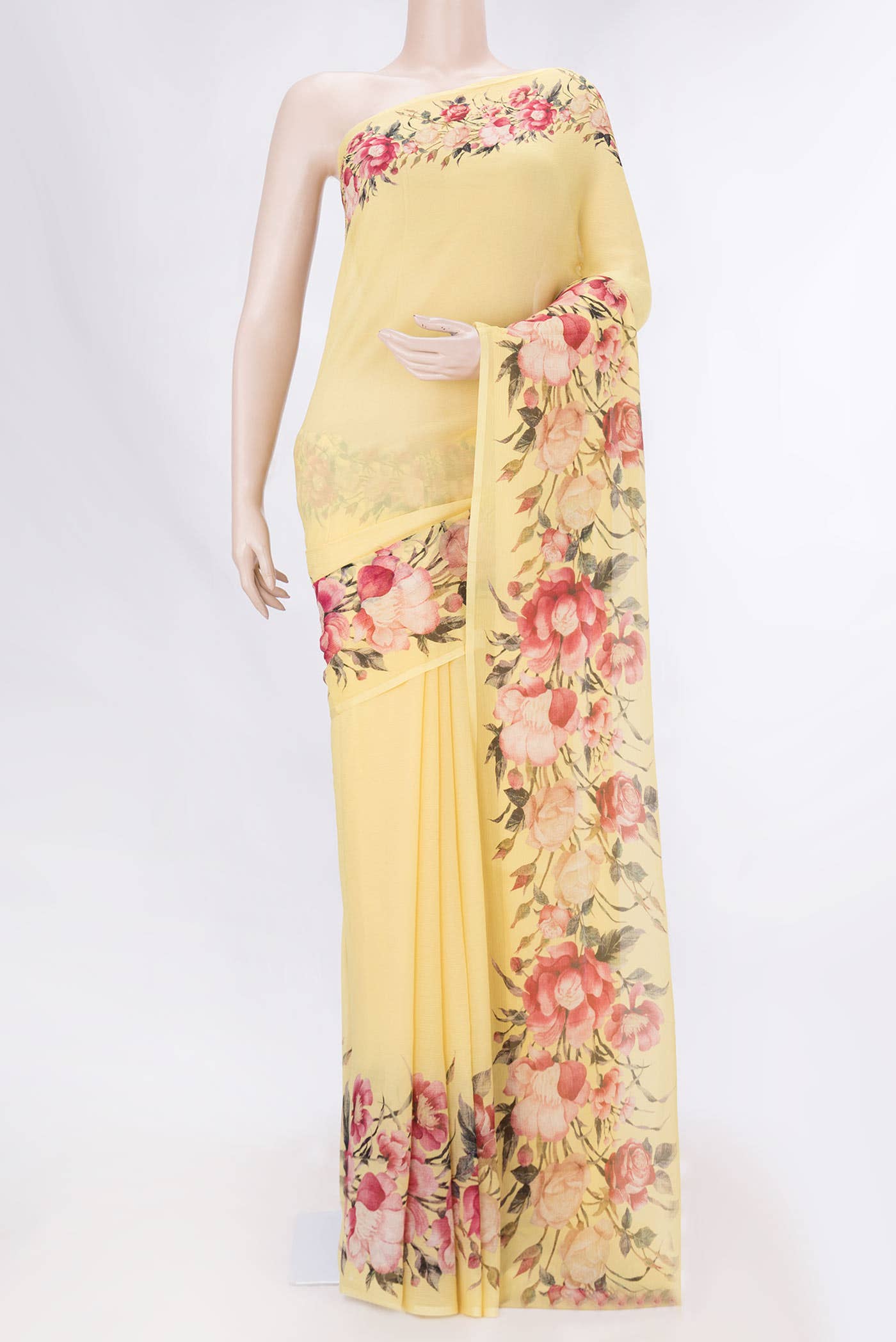 Yellow Dual Tone Mysore Chiffon Saree