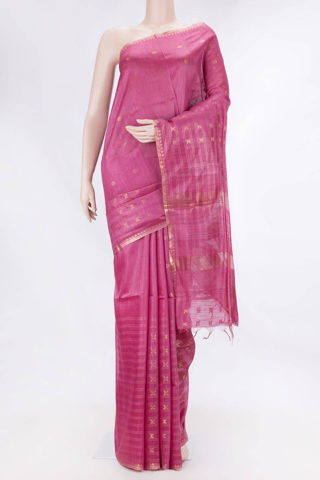 Rani Pink Dual Tone Tussar Silk Saree